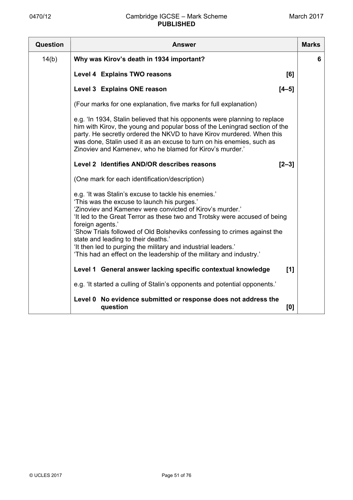 Mark scheme, page 51 of 76
