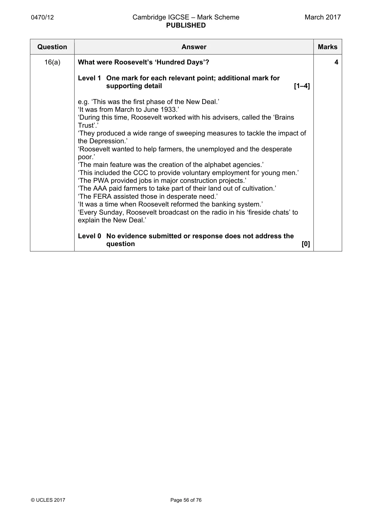 Mark scheme, page 56 of 76