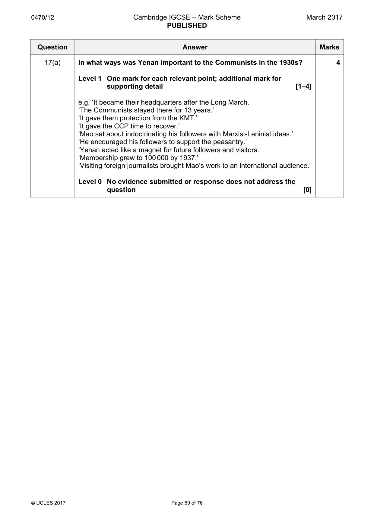 Mark scheme, page 59 of 76