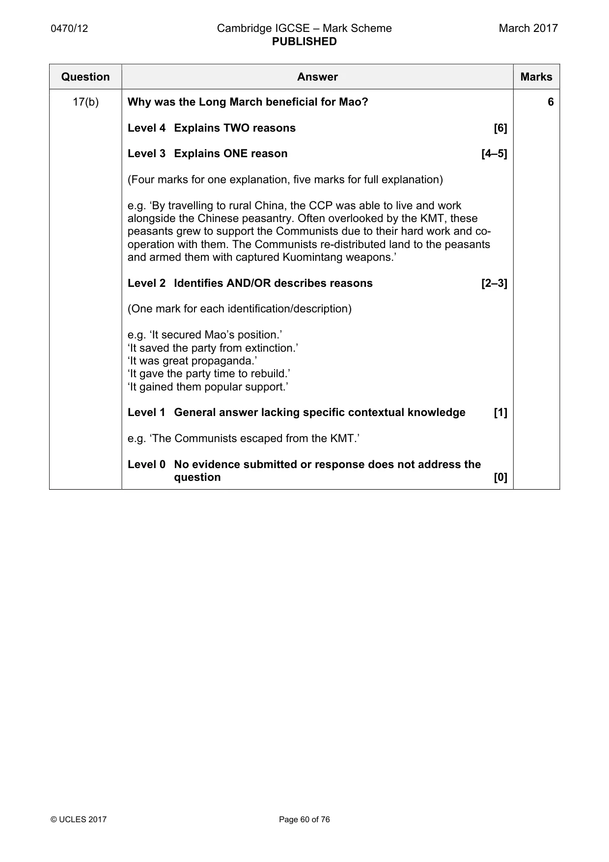 Mark scheme, page 60 of 76