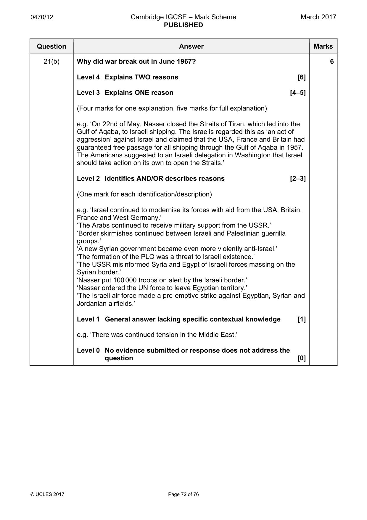 Mark scheme, page 72 of 76
