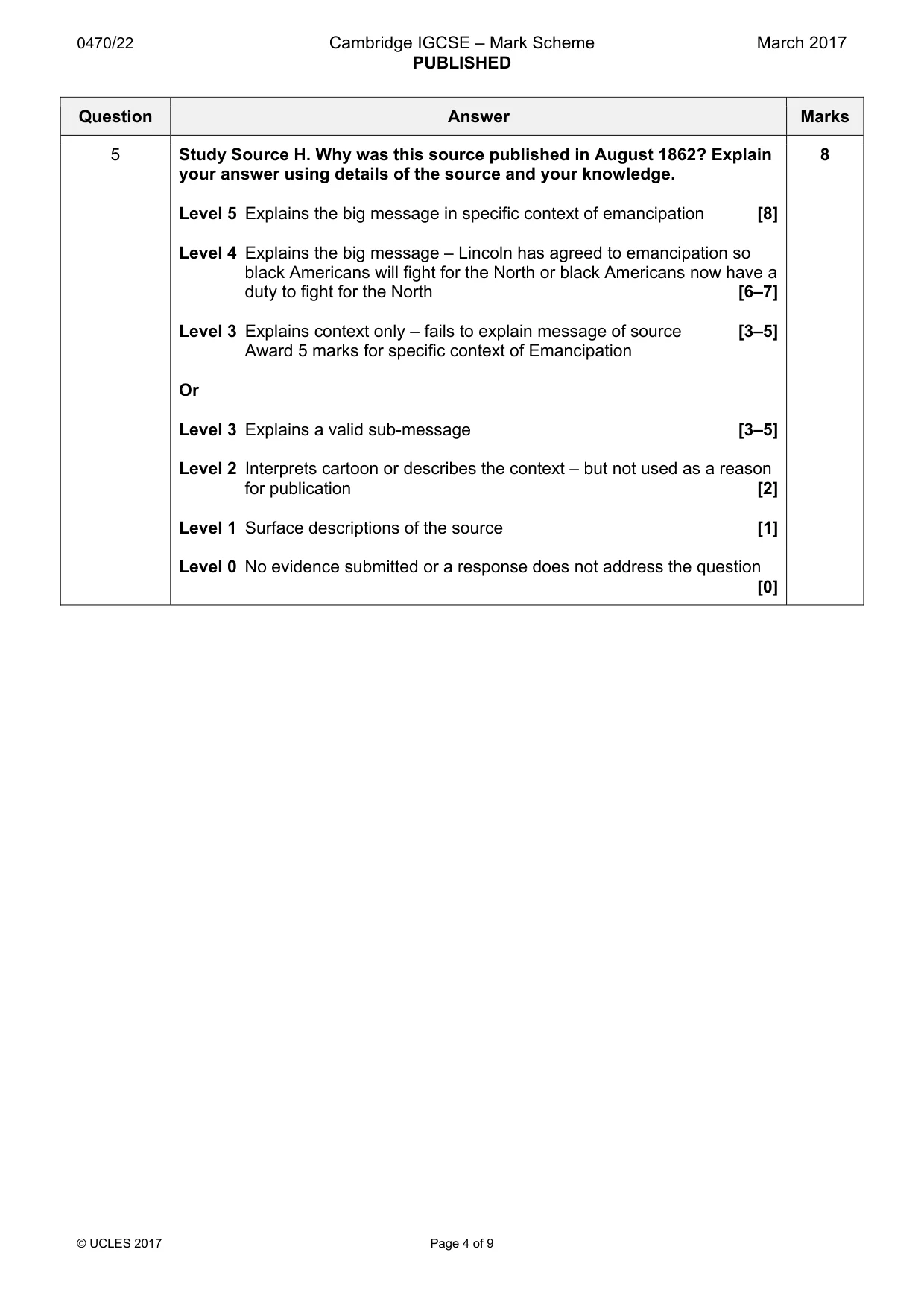 Mark scheme, page 4 of 9