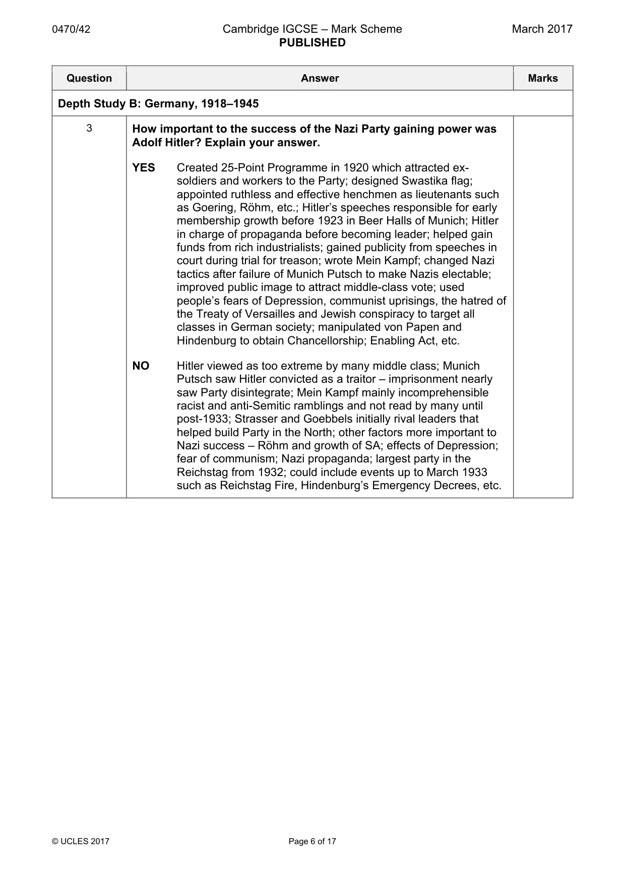 Mark scheme, page 6 of 17