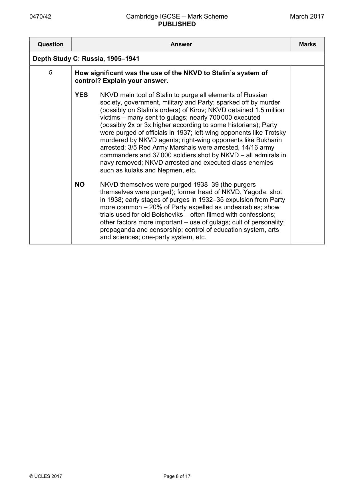Mark scheme, page 8 of 17