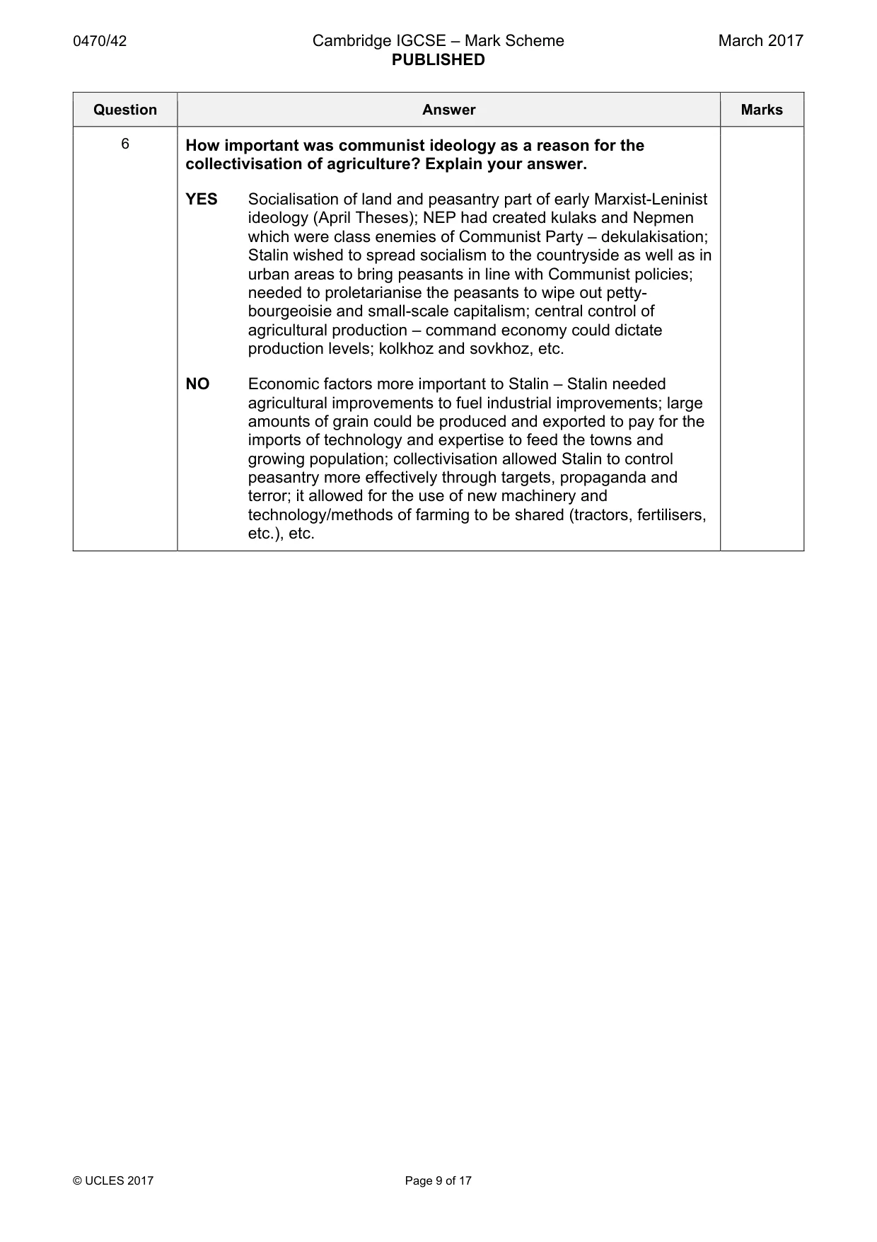 Mark scheme, page 9 of 17