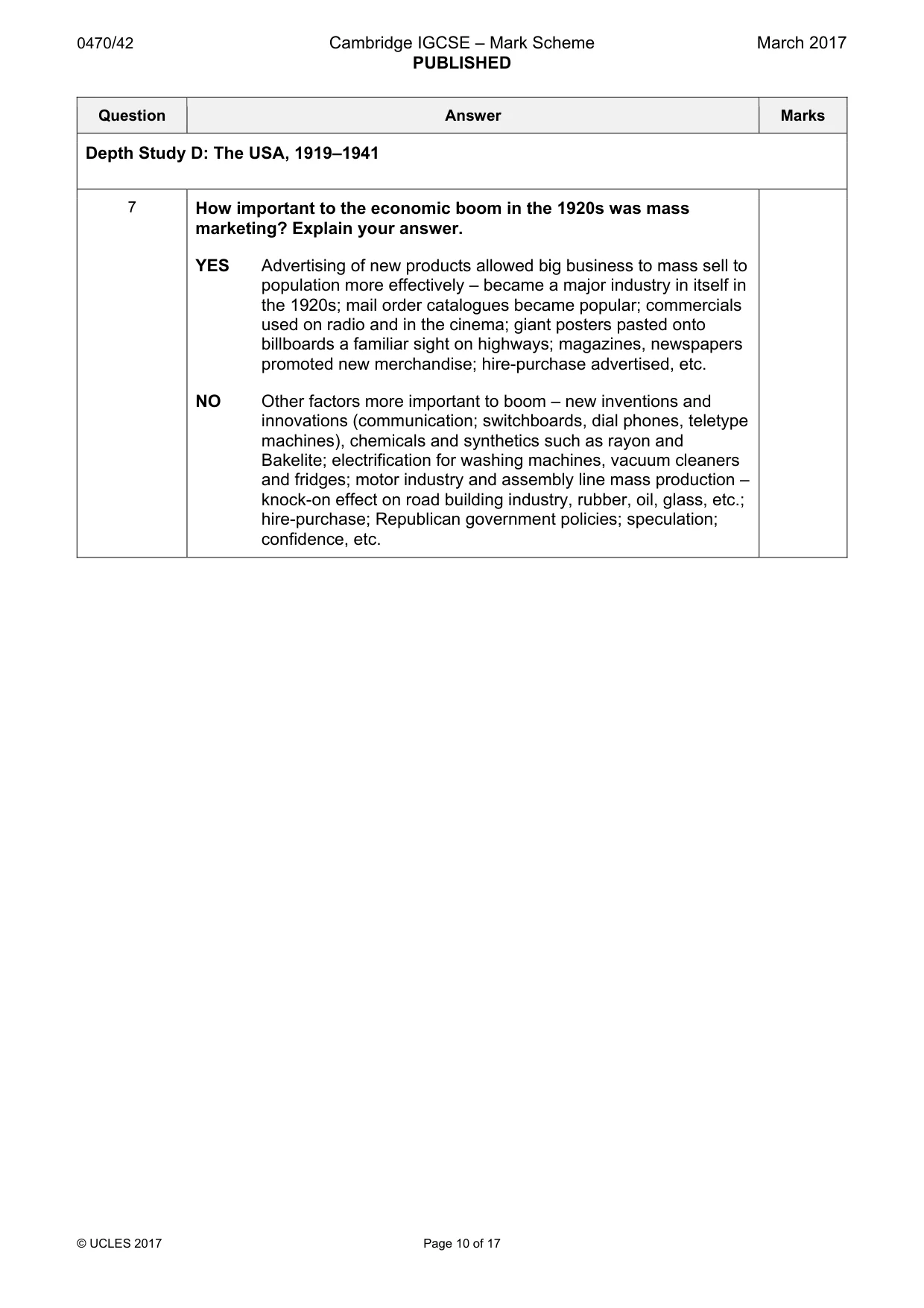 Mark scheme, page 10 of 17