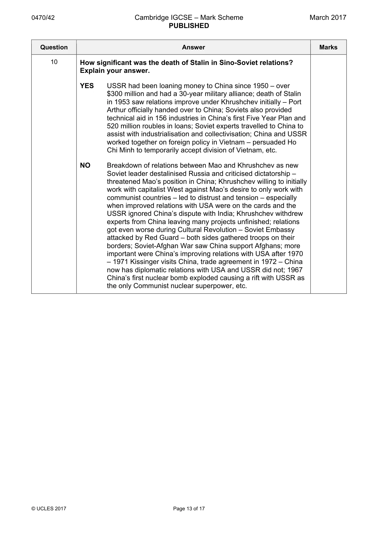 Mark scheme, page 13 of 17