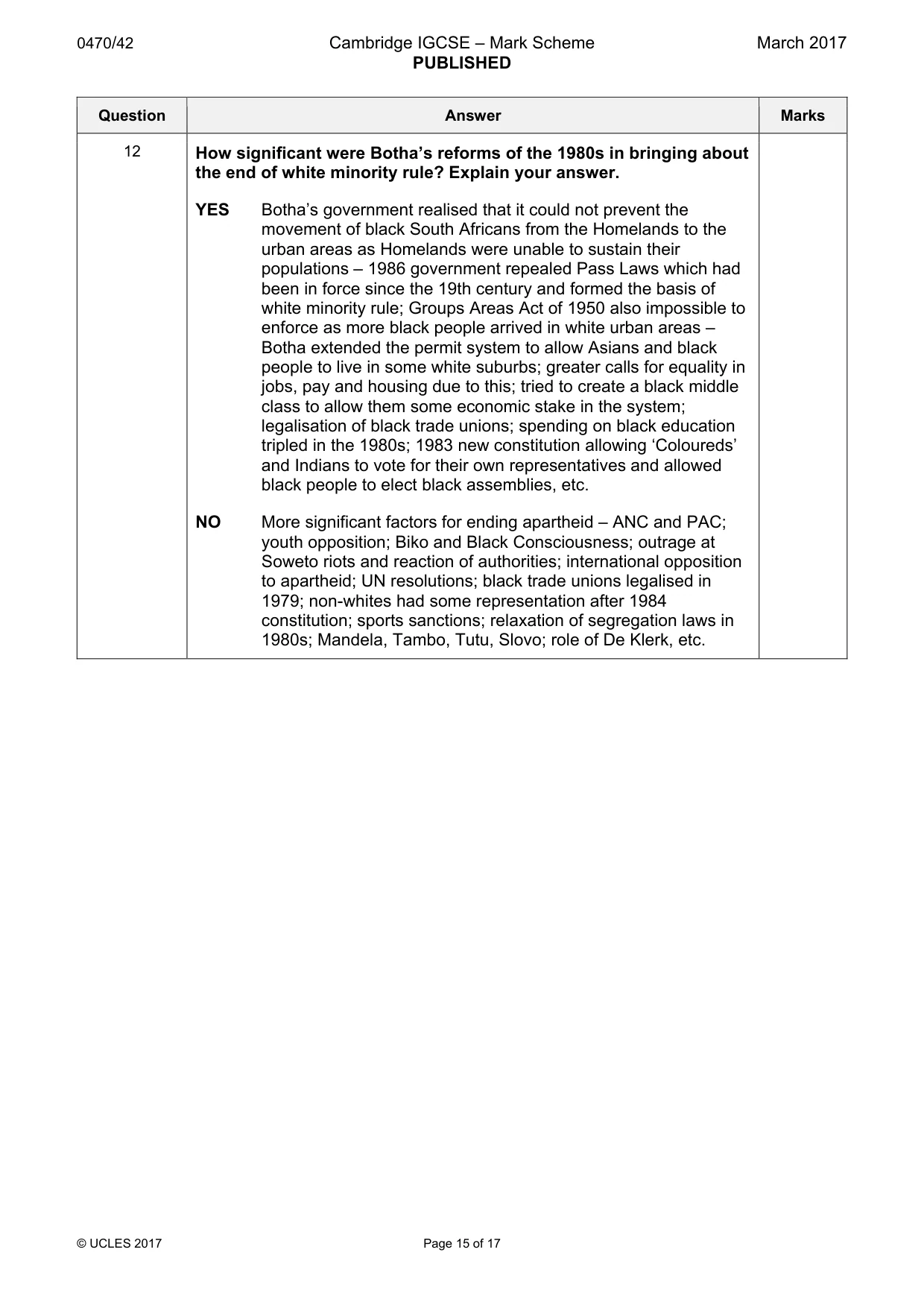 Mark scheme, page 15 of 17