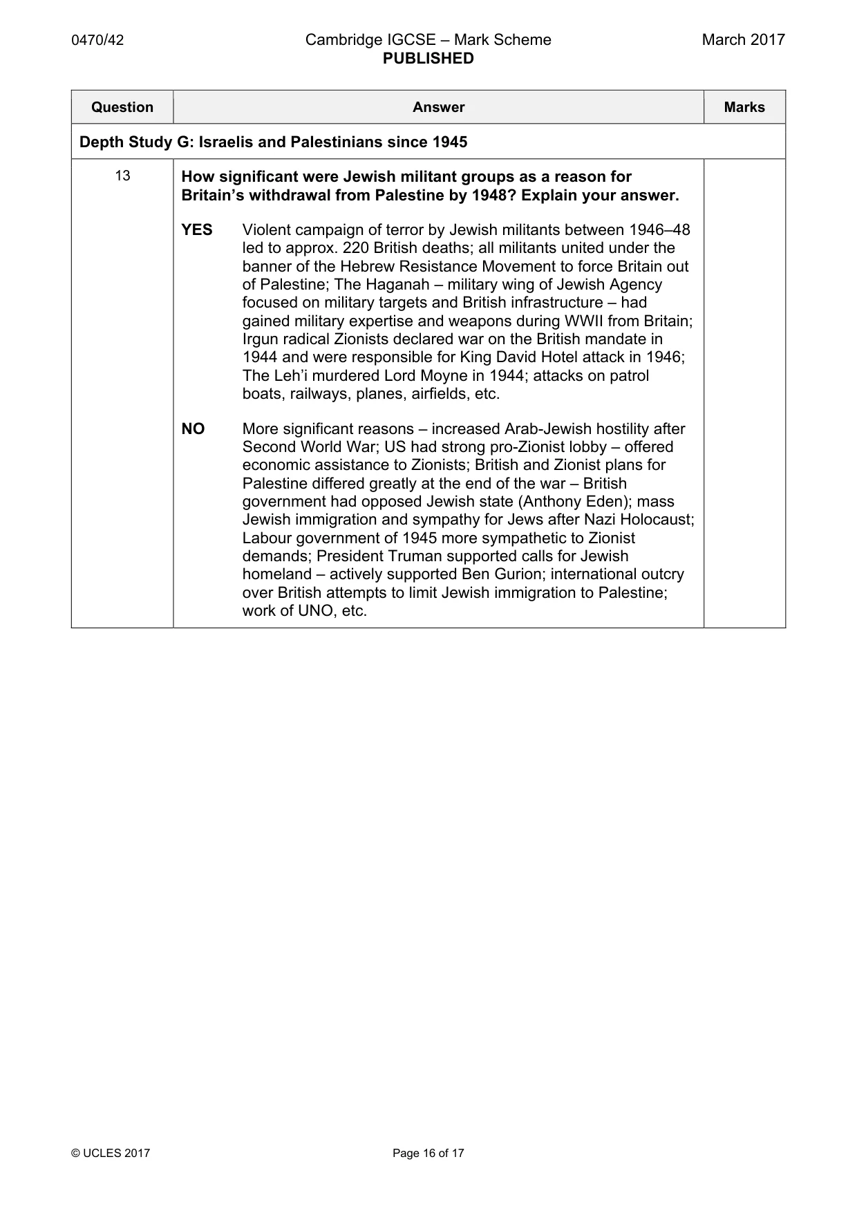 Mark scheme, page 16 of 17