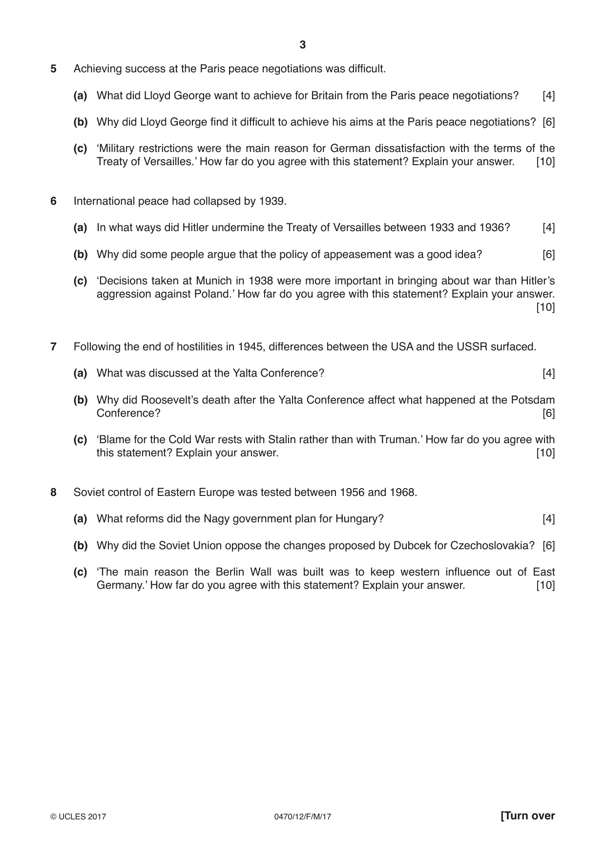 Cambridge IGCSE History 0470 2017 Feb/March Paper 1 · Variant 2 question paper, page 3 of 12