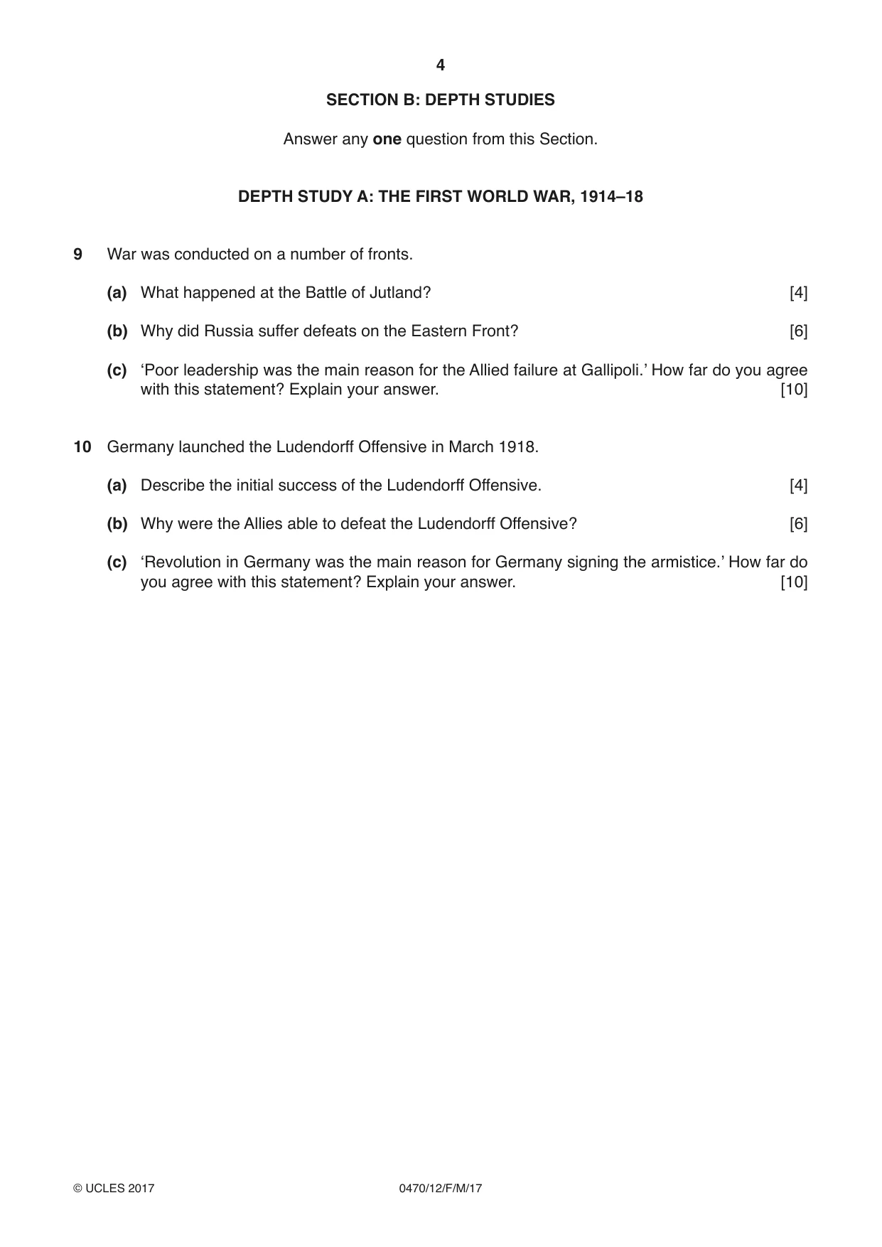 Cambridge IGCSE History 0470 2017 Feb/March Paper 1 · Variant 2 question paper, page 4 of 12