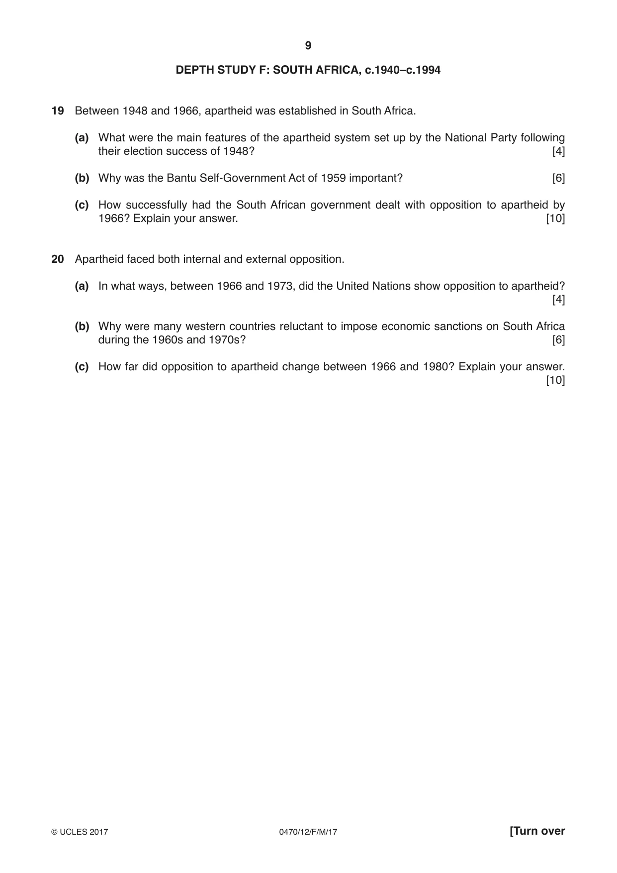 Cambridge IGCSE History 0470 2017 Feb/March Paper 1 · Variant 2 question paper, page 9 of 12