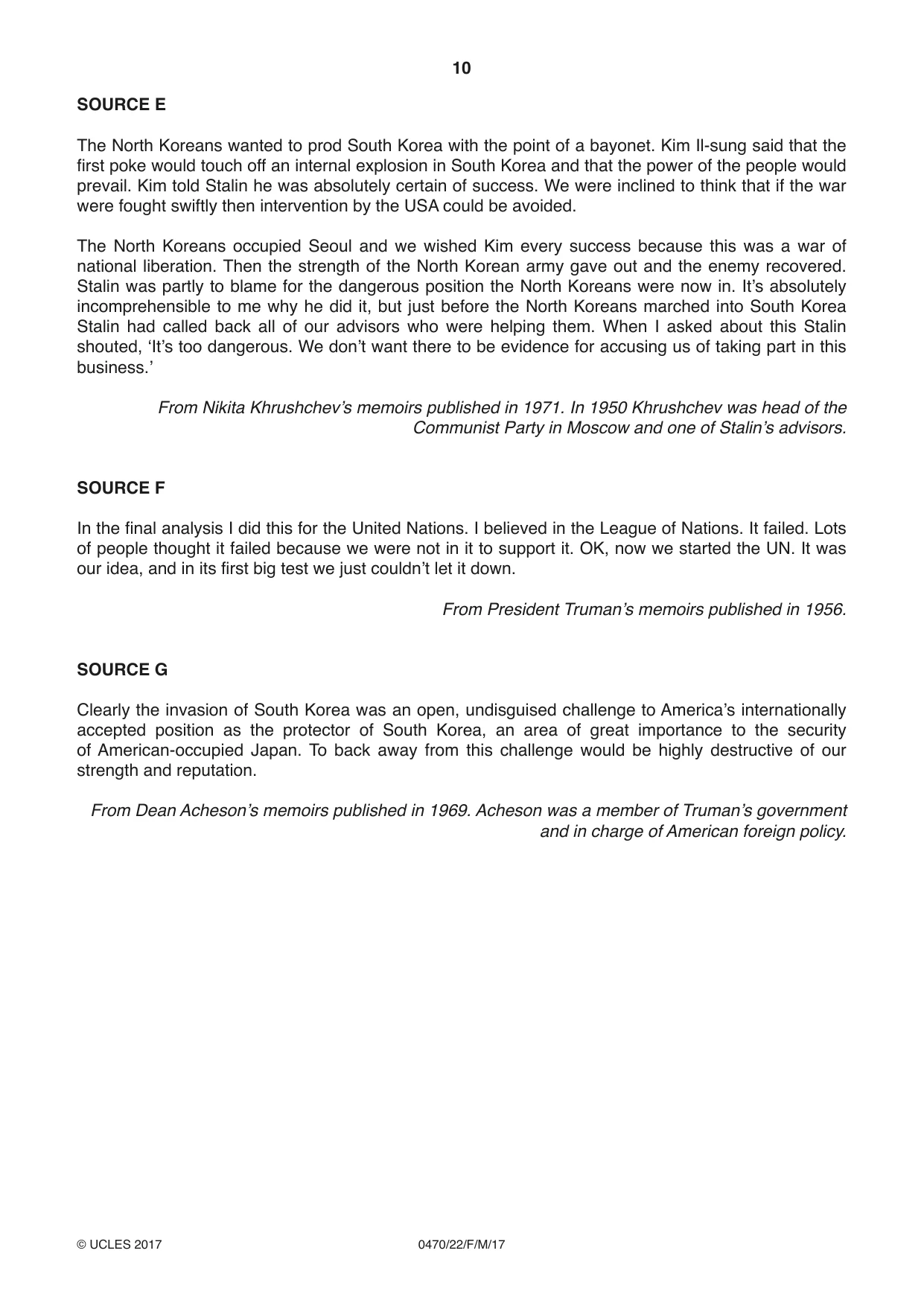 Cambridge IGCSE History 0470 2017 Feb/March Paper 2 · Variant 2 question paper, page 10 of 12