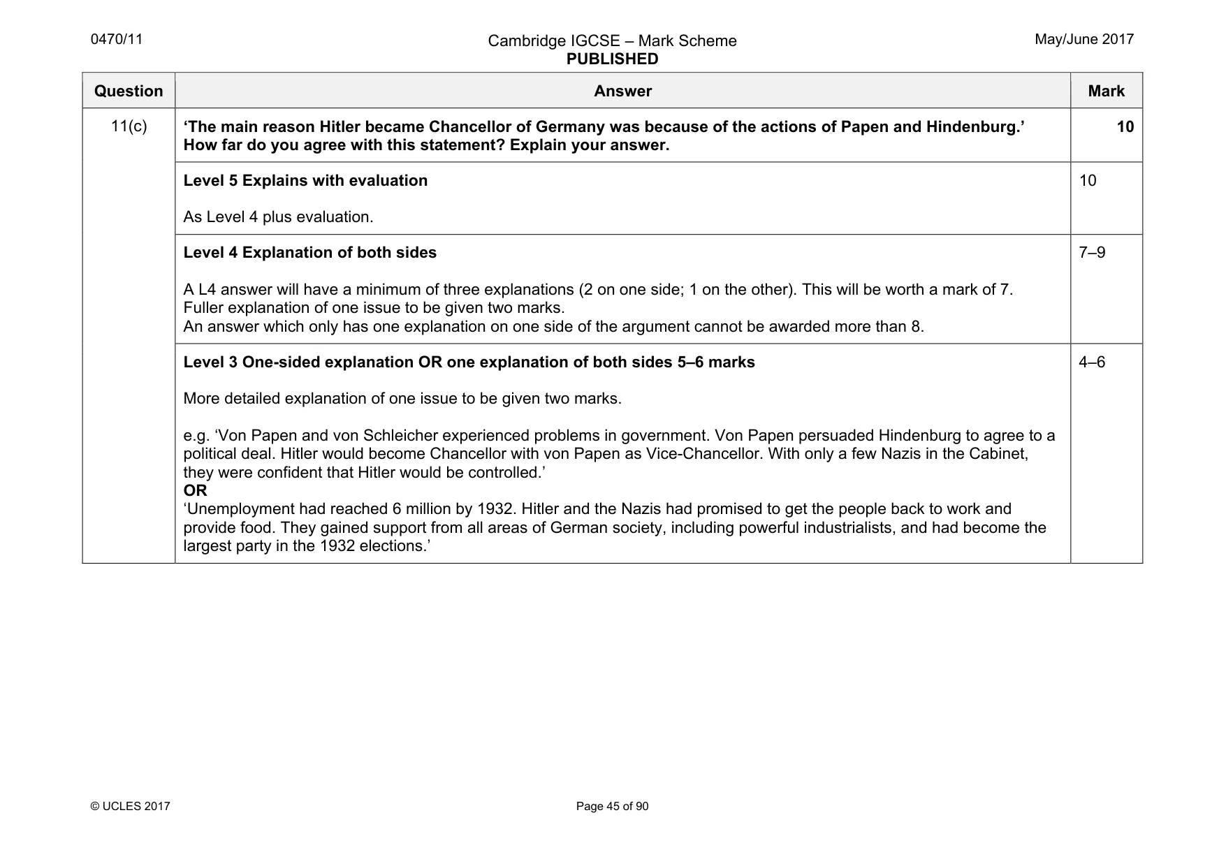 Mark scheme, page 45 of 90