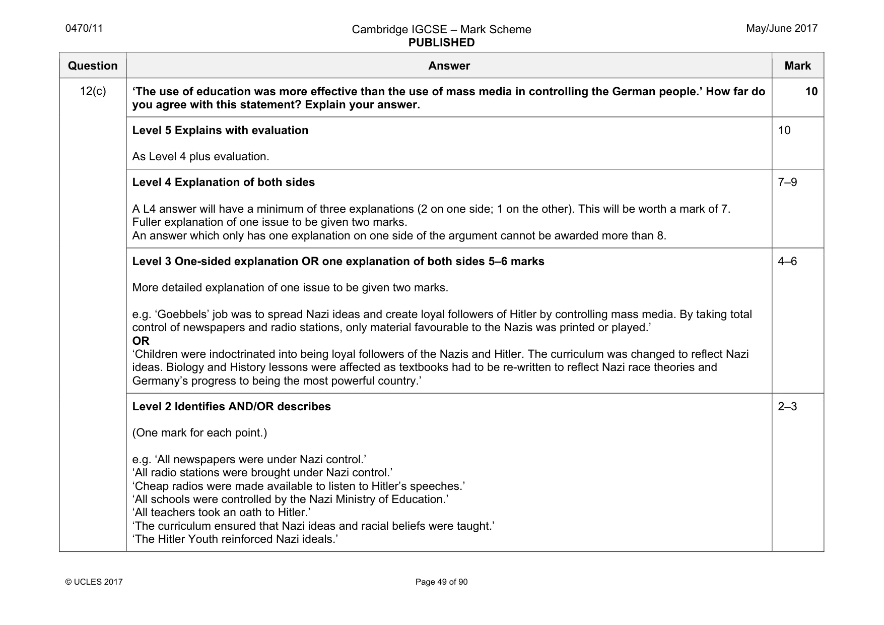 Mark scheme, page 49 of 90