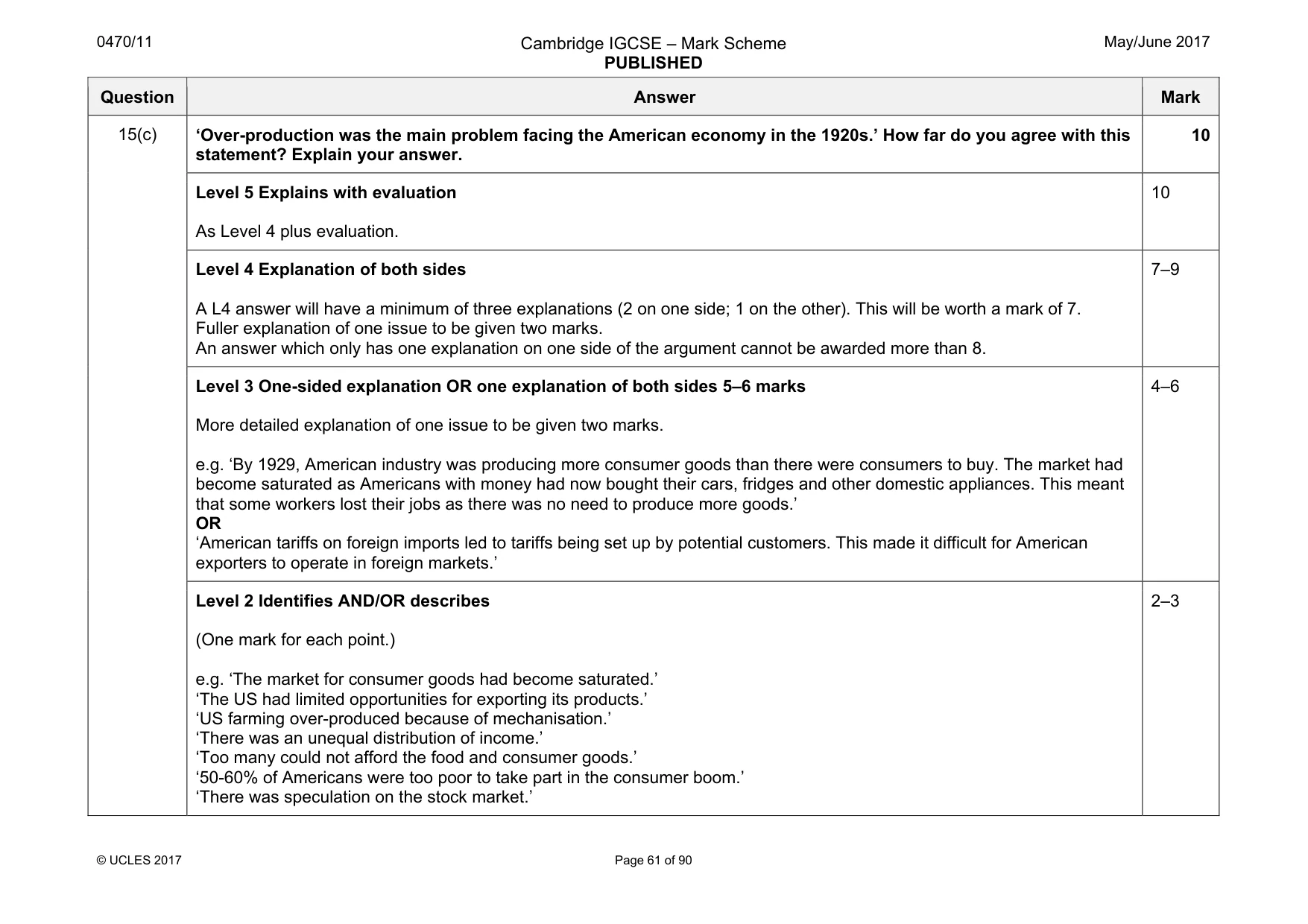 Mark scheme, page 61 of 90