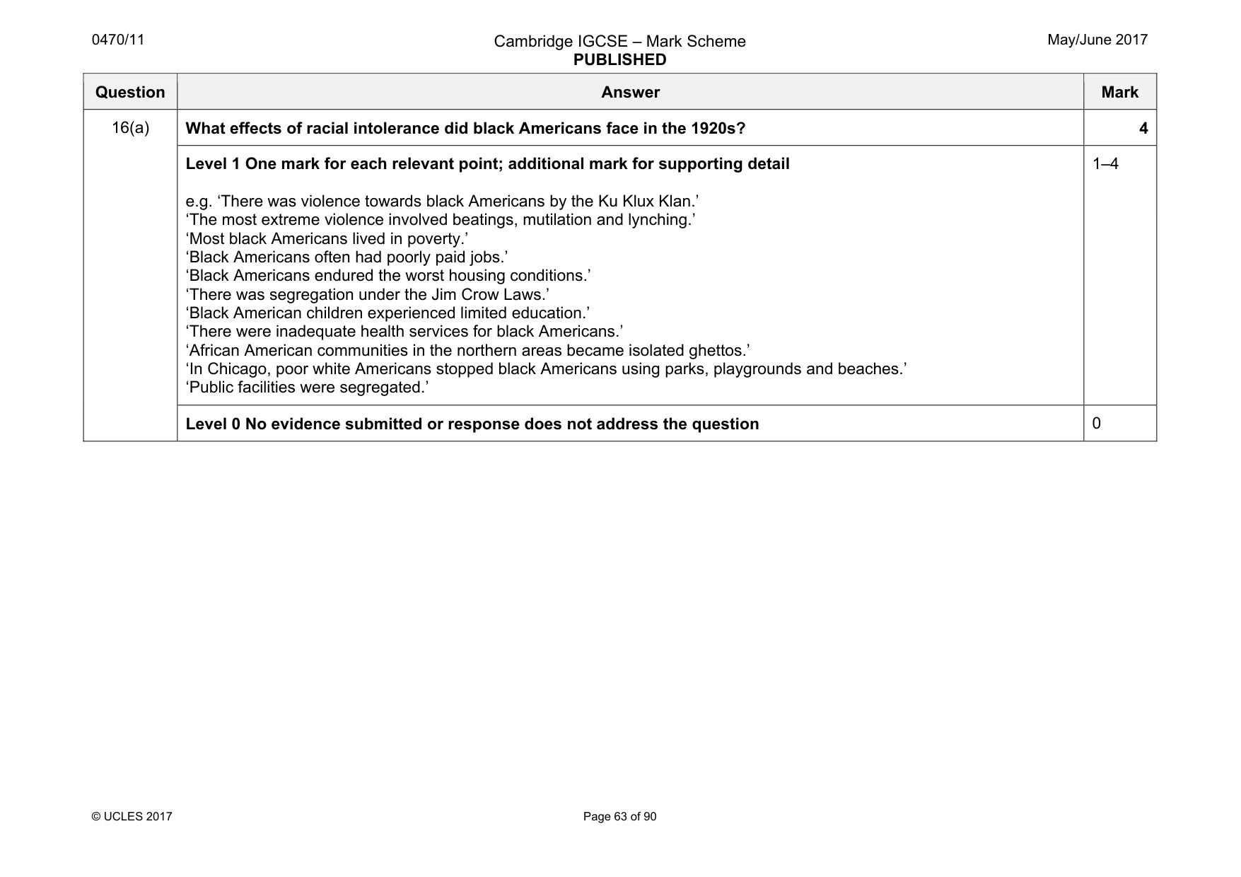 Mark scheme, page 63 of 90