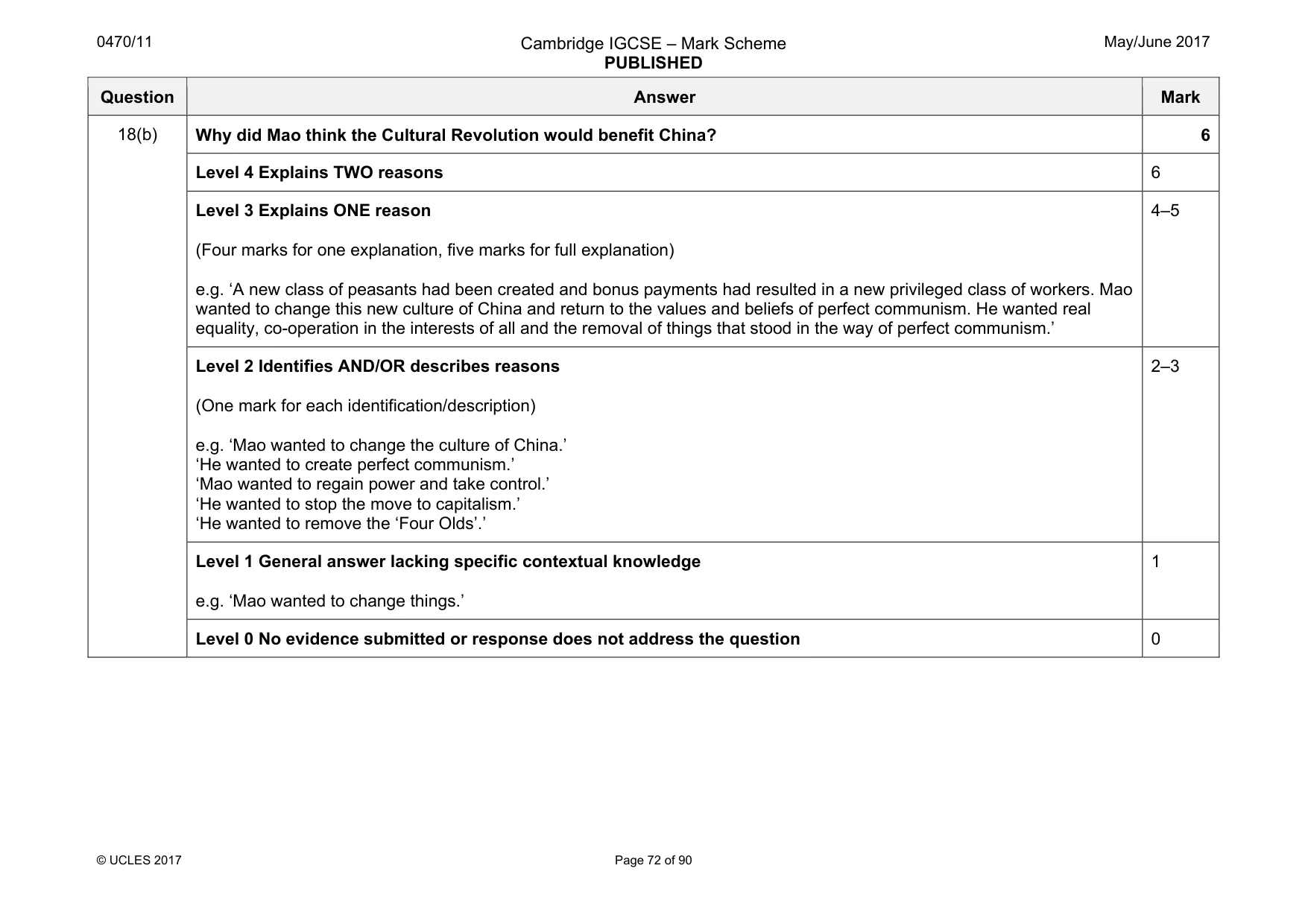 Mark scheme, page 72 of 90
