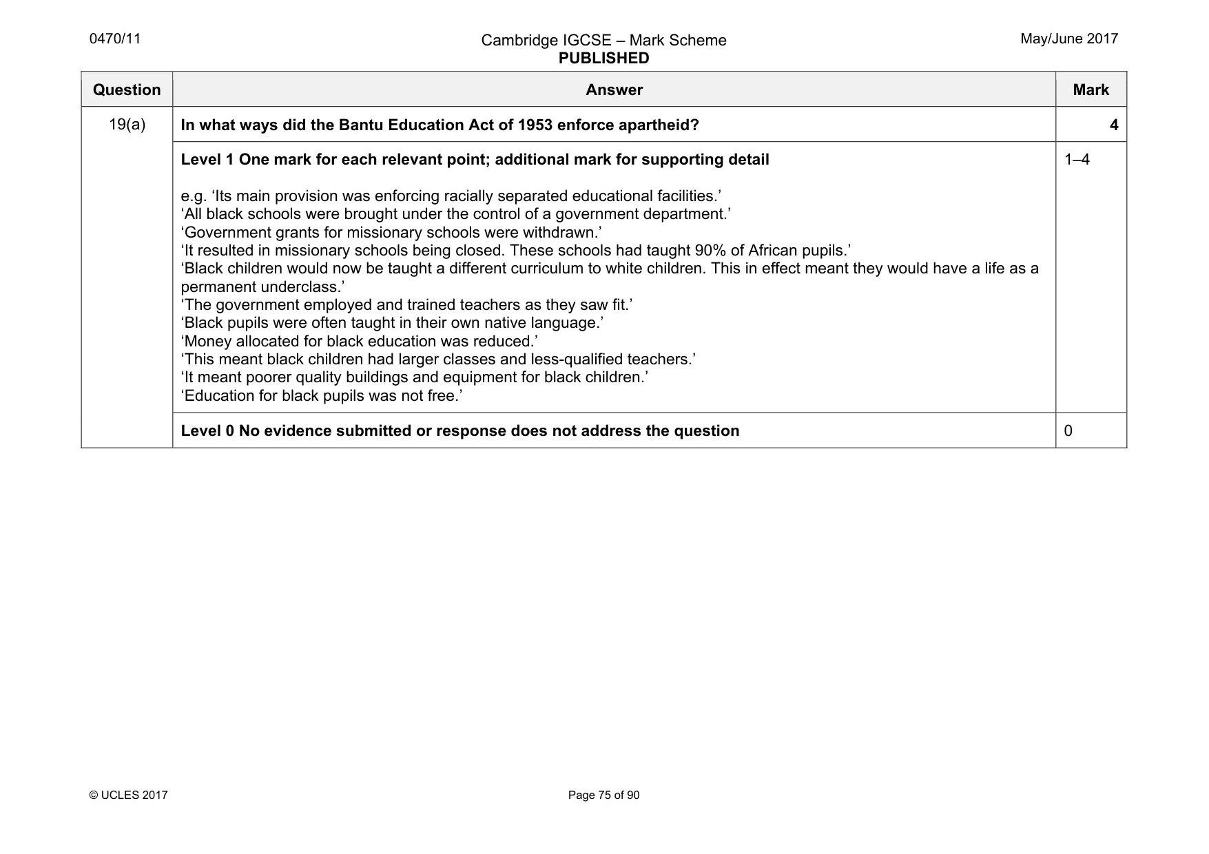 Mark scheme, page 75 of 90