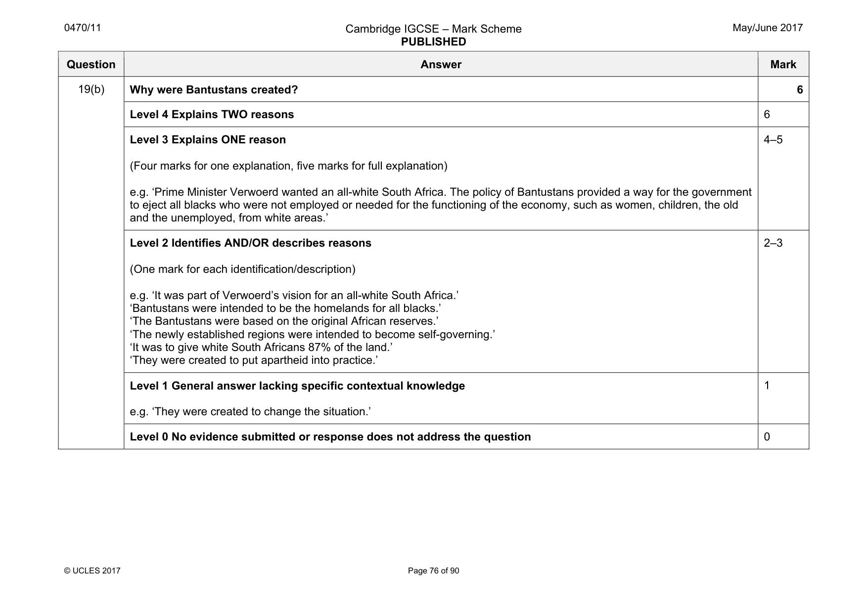 Mark scheme, page 76 of 90