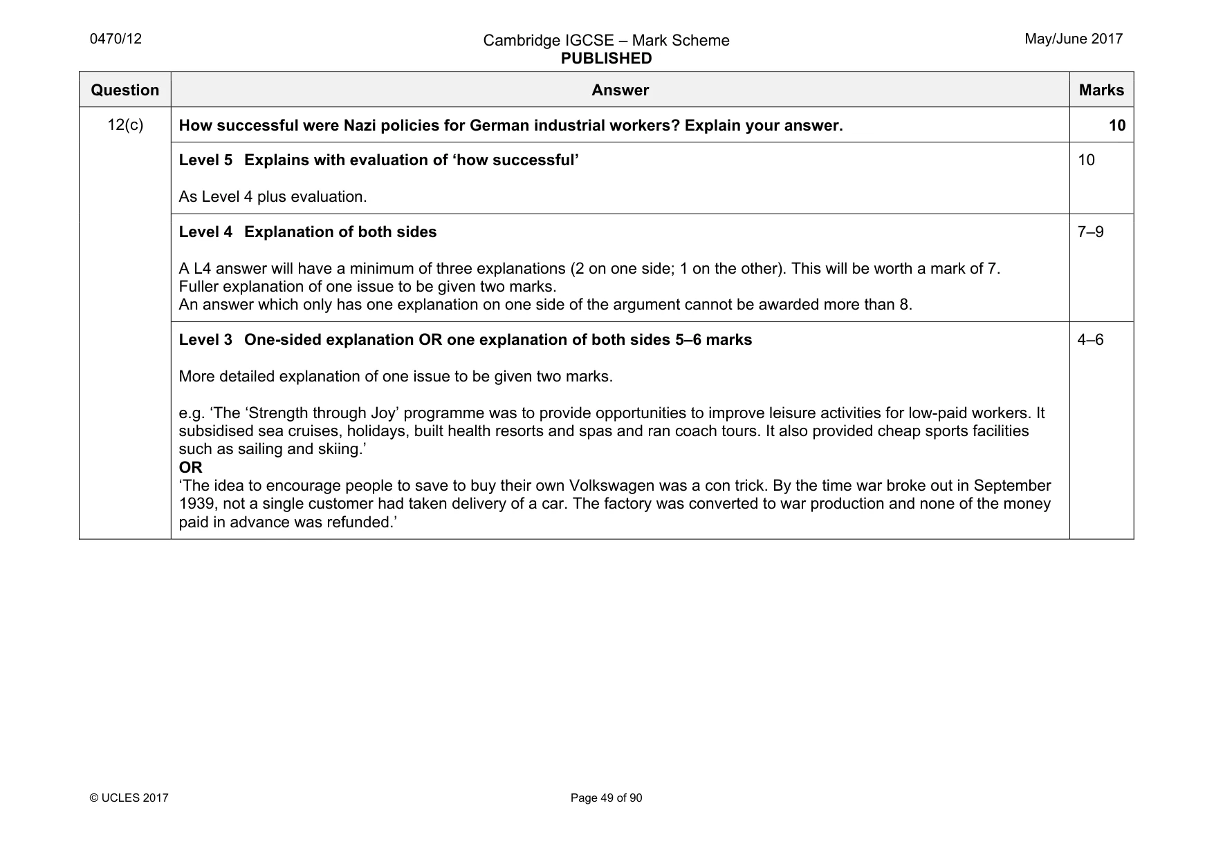 Mark scheme, page 49 of 90