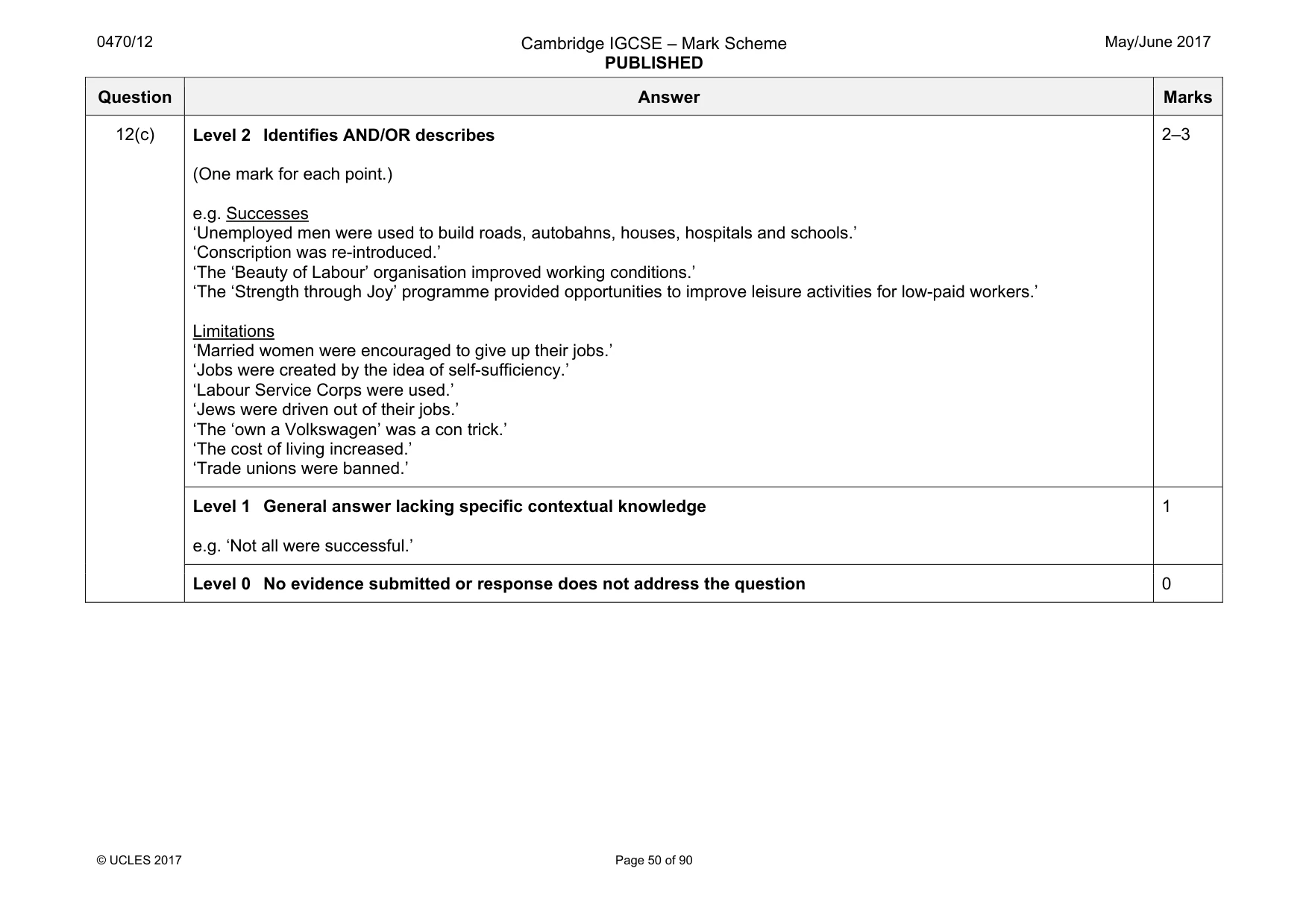 Mark scheme, page 50 of 90