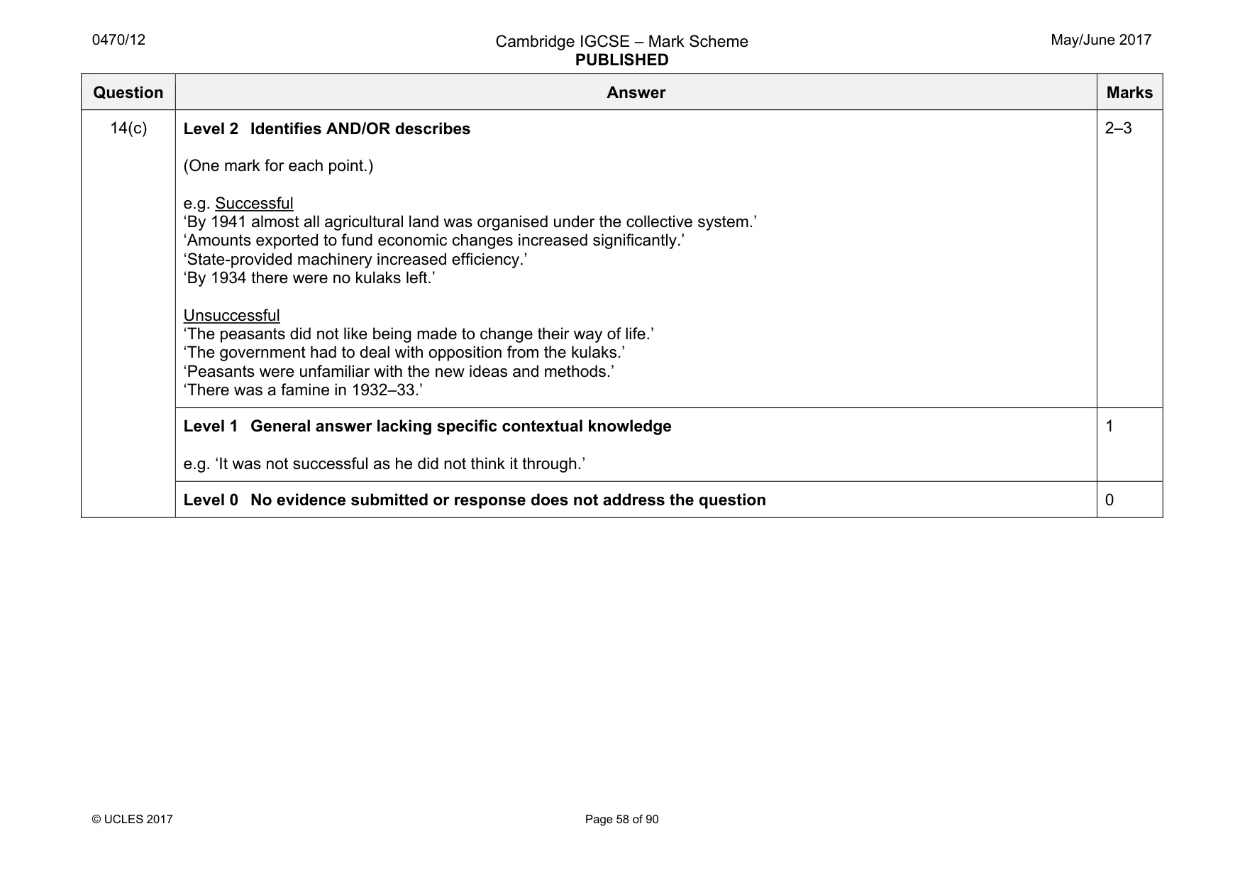 Mark scheme, page 58 of 90