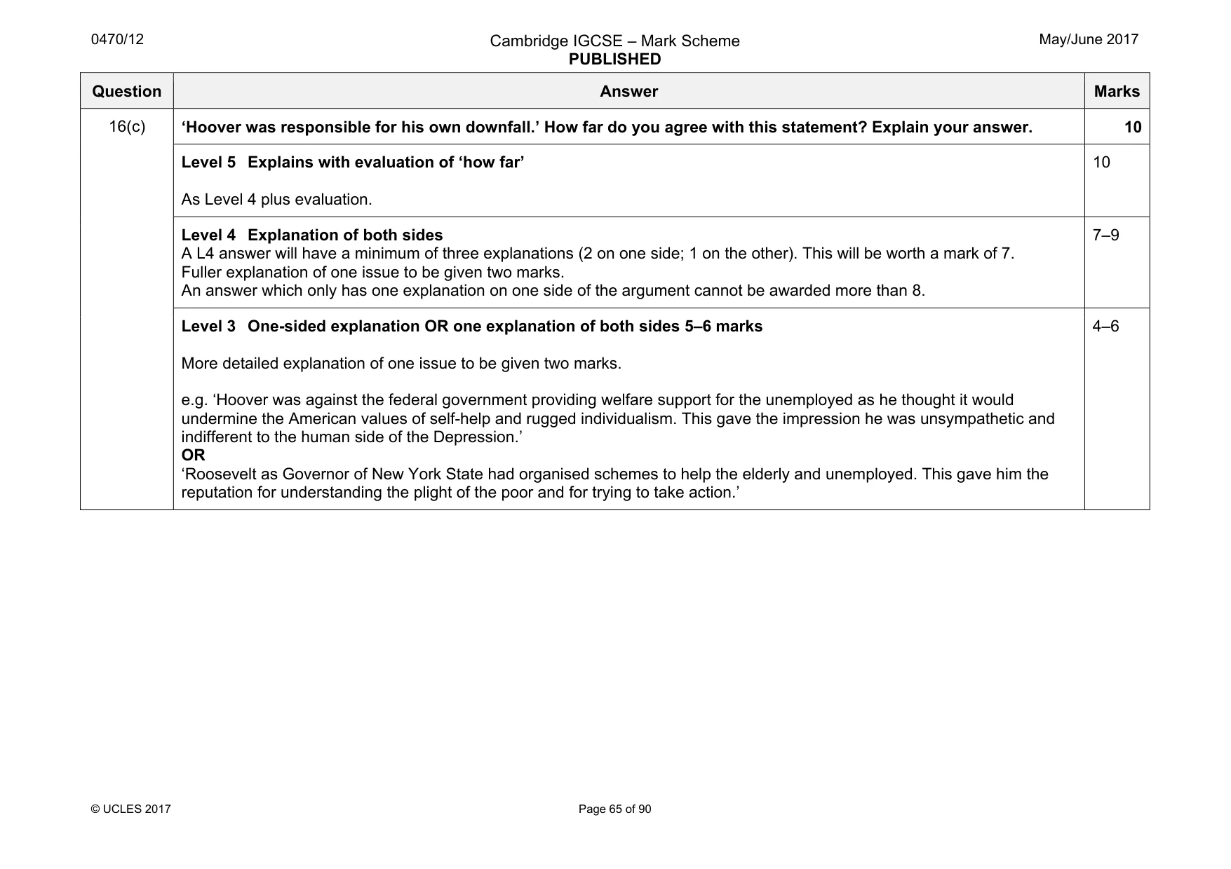 Mark scheme, page 65 of 90