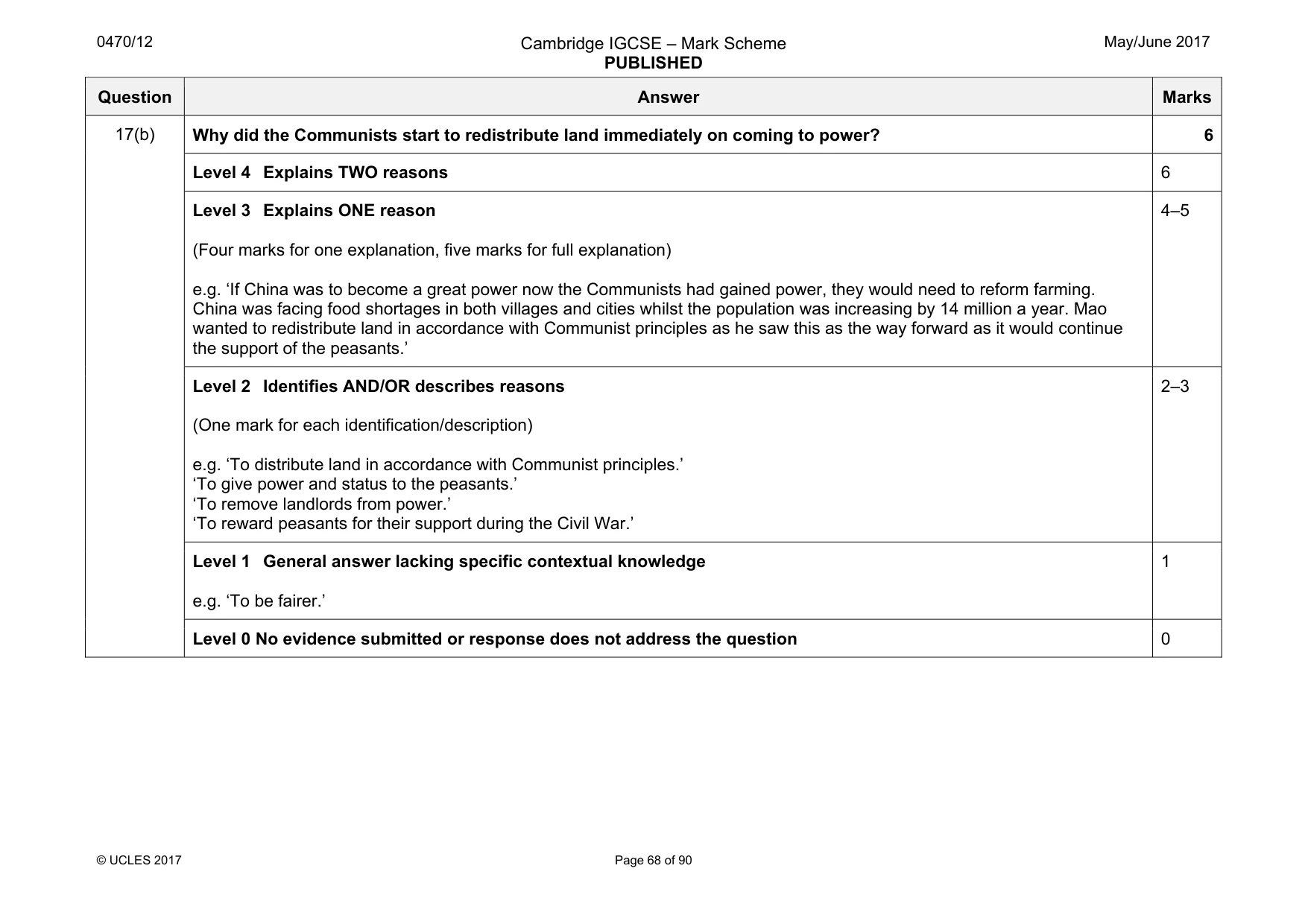 Mark scheme, page 68 of 90