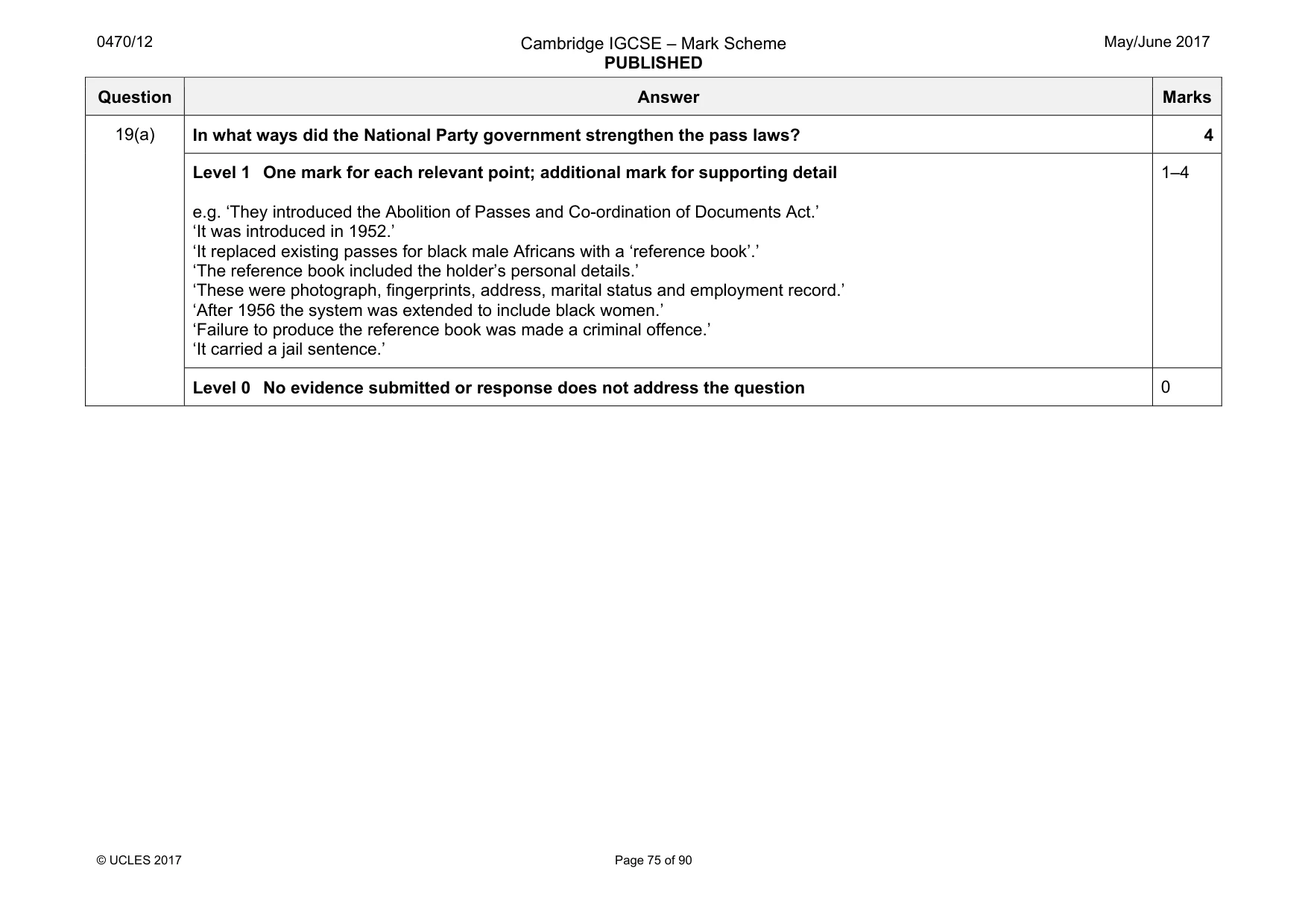 Mark scheme, page 75 of 90