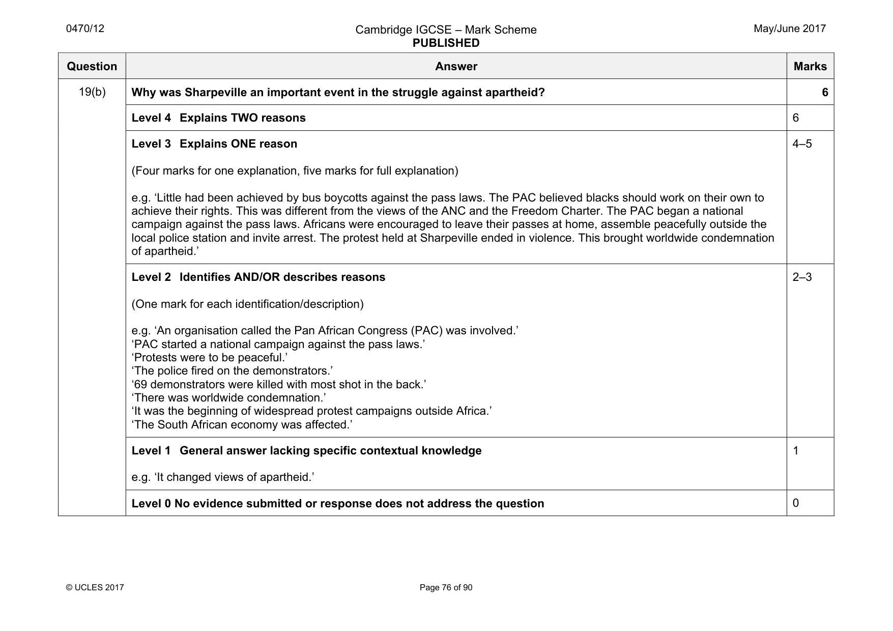 Mark scheme, page 76 of 90