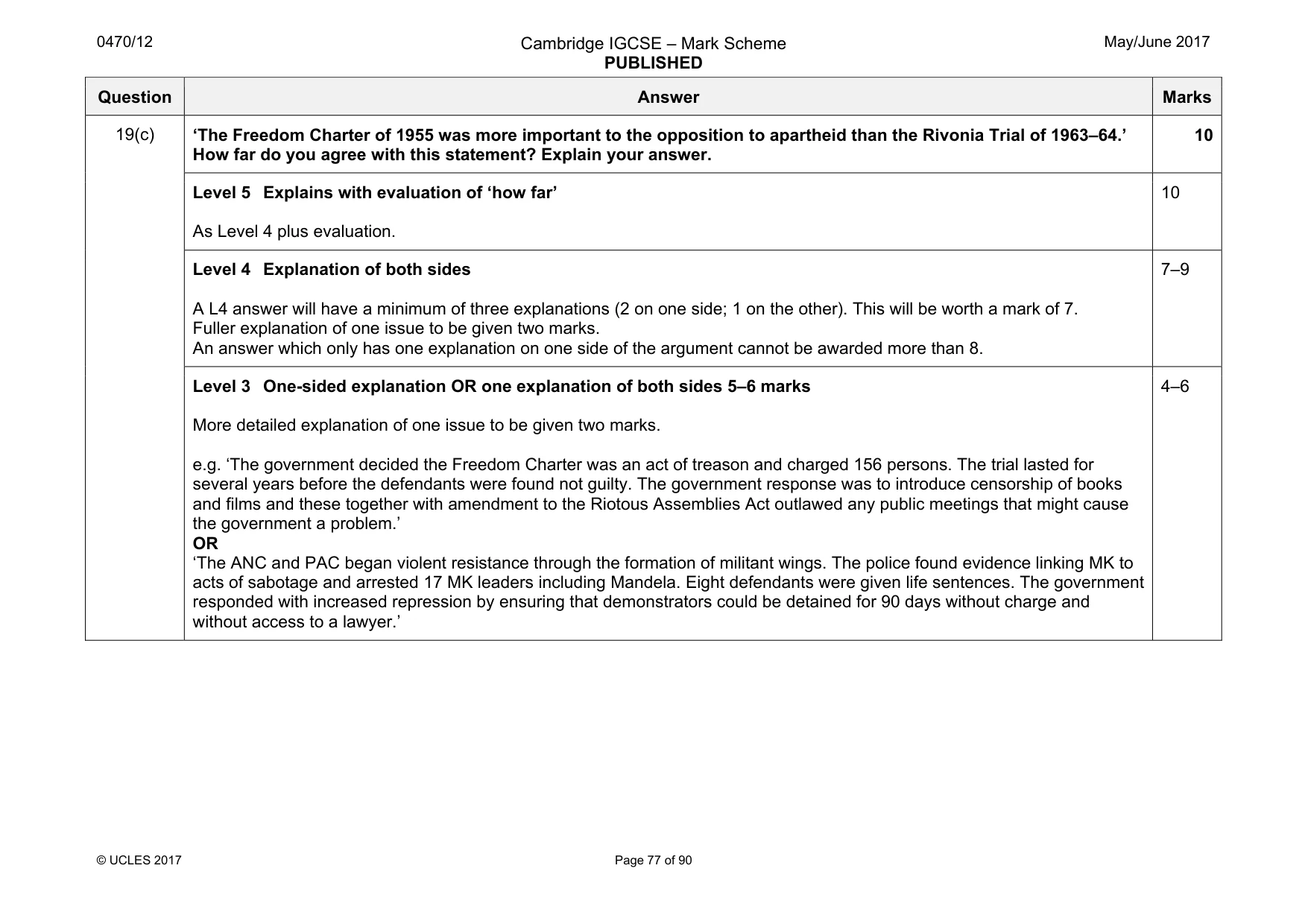 Mark scheme, page 77 of 90