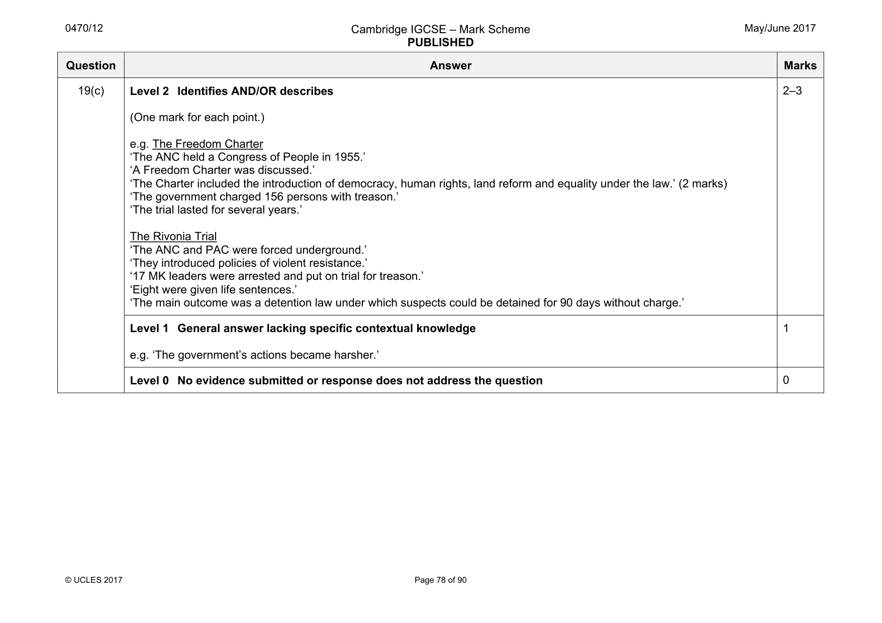 Mark scheme, page 78 of 90
