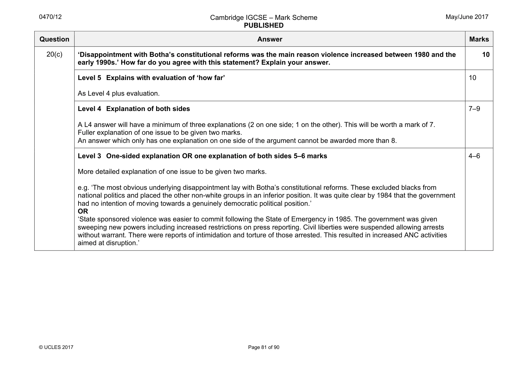 Mark scheme, page 81 of 90