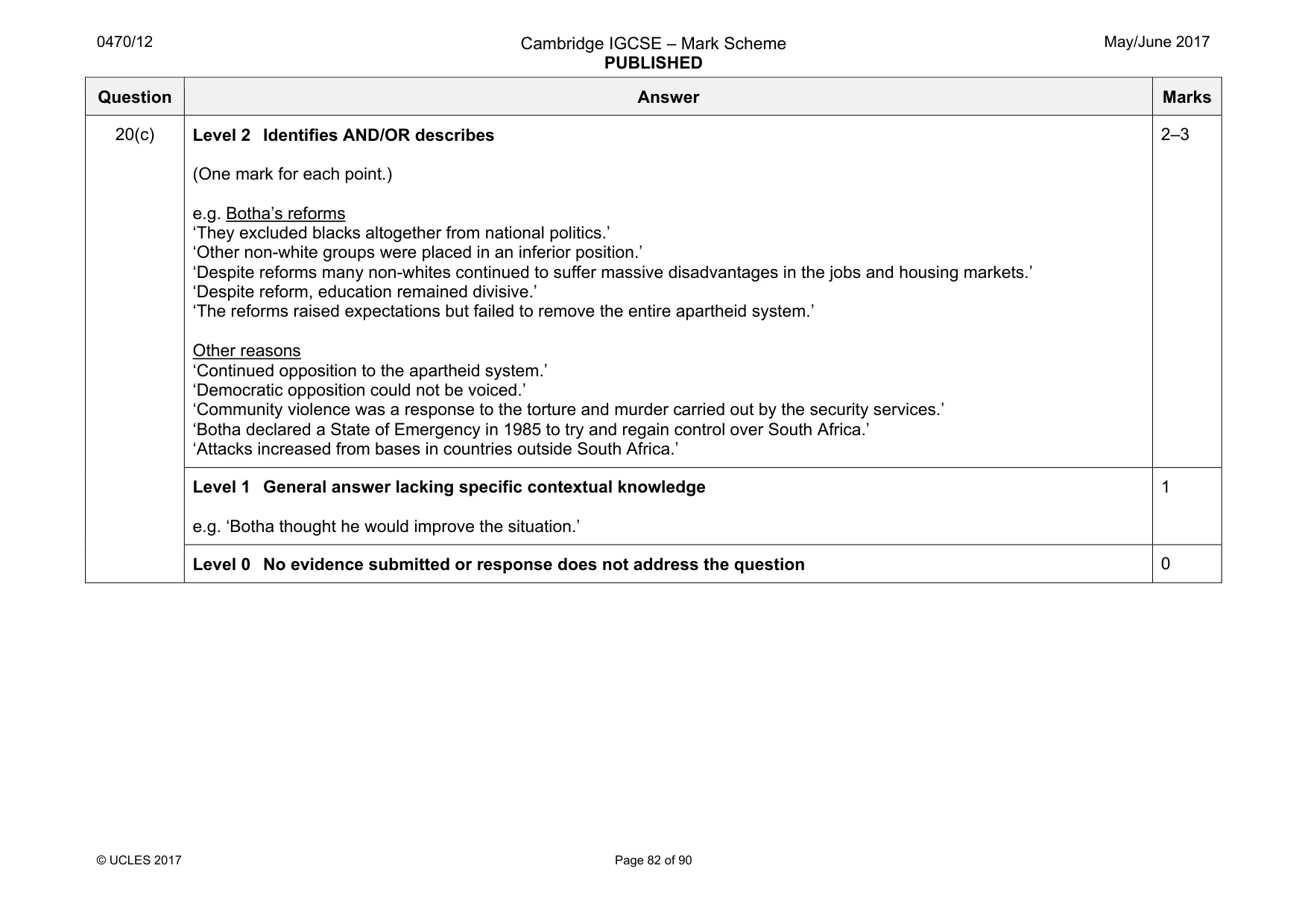 Mark scheme, page 82 of 90