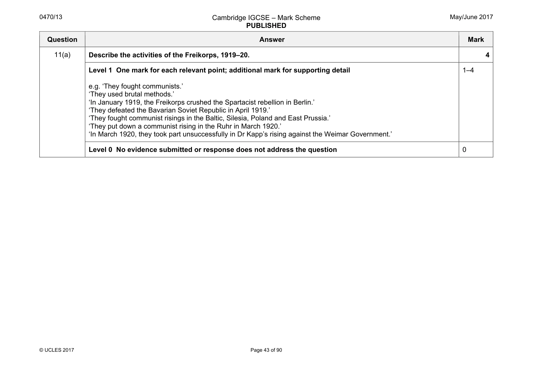 Mark scheme, page 43 of 90