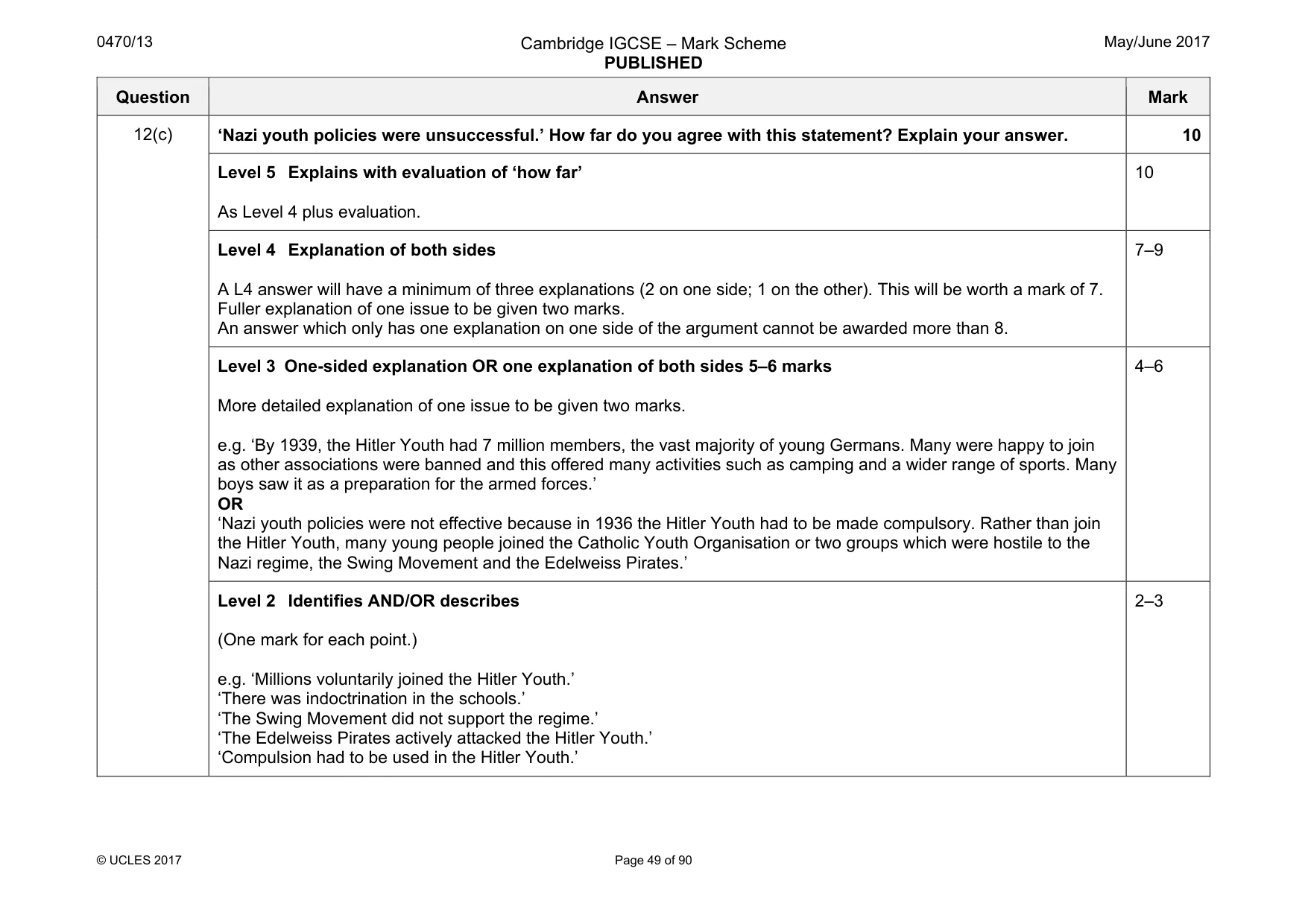 Mark scheme, page 49 of 90