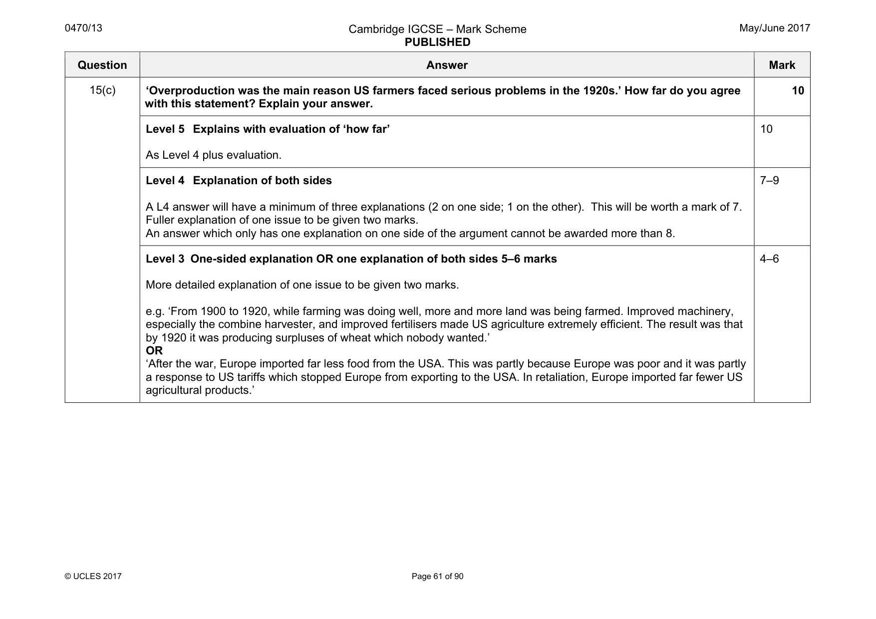 Mark scheme, page 61 of 90