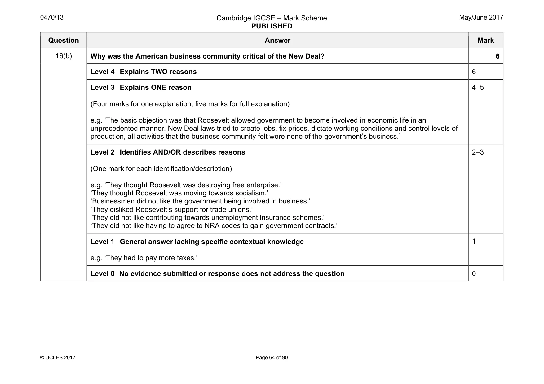 Mark scheme, page 64 of 90