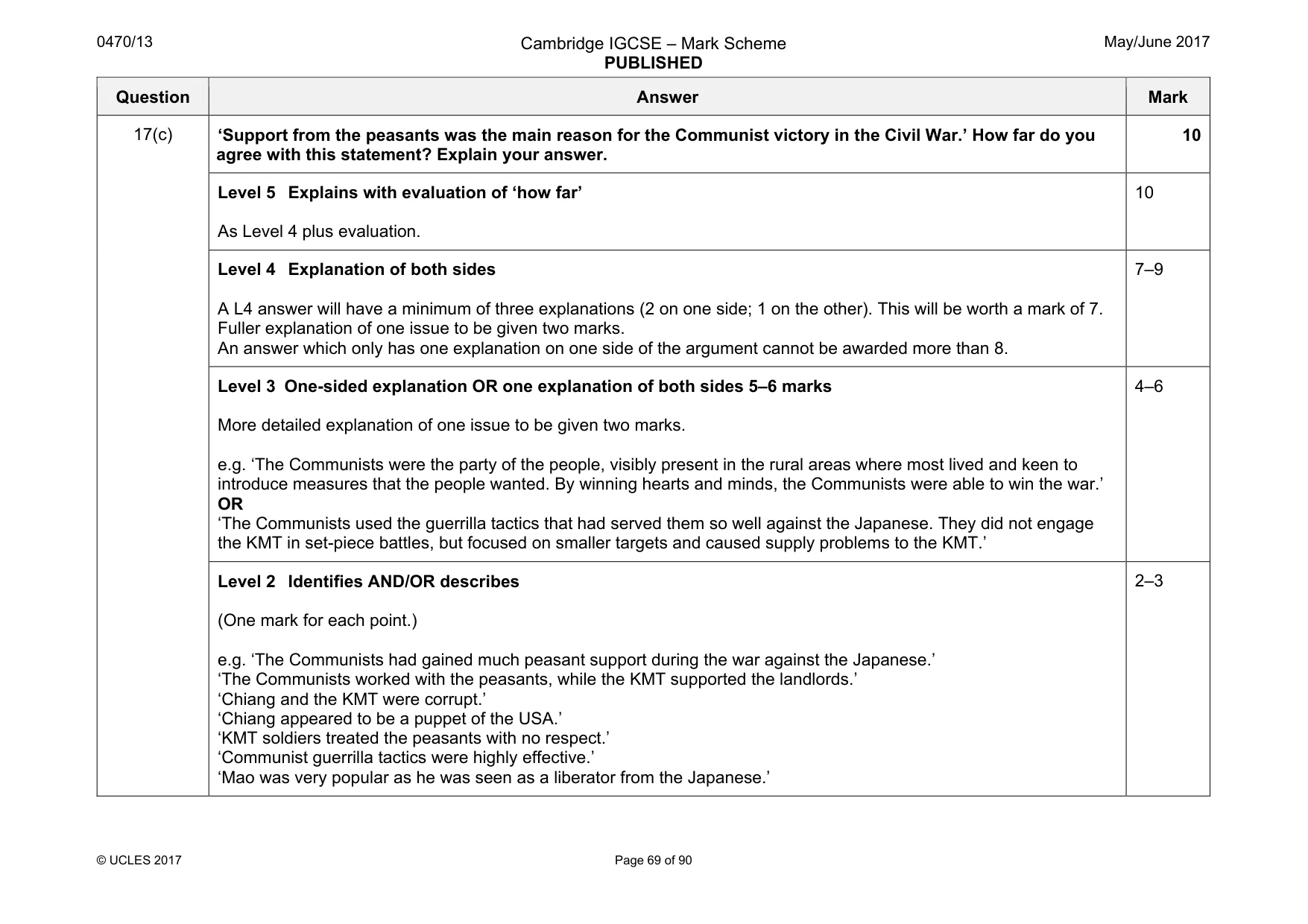 Mark scheme, page 69 of 90