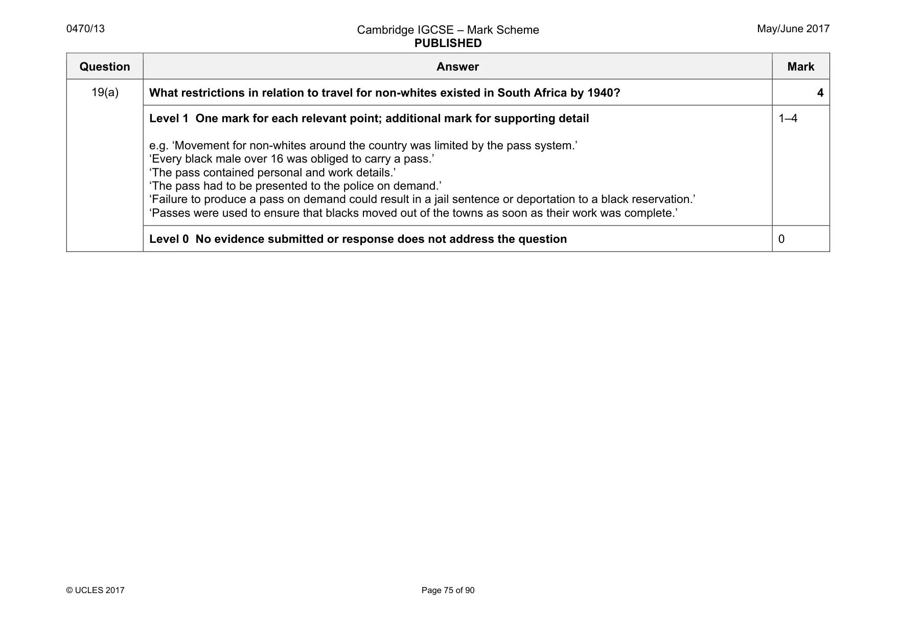 Mark scheme, page 75 of 90