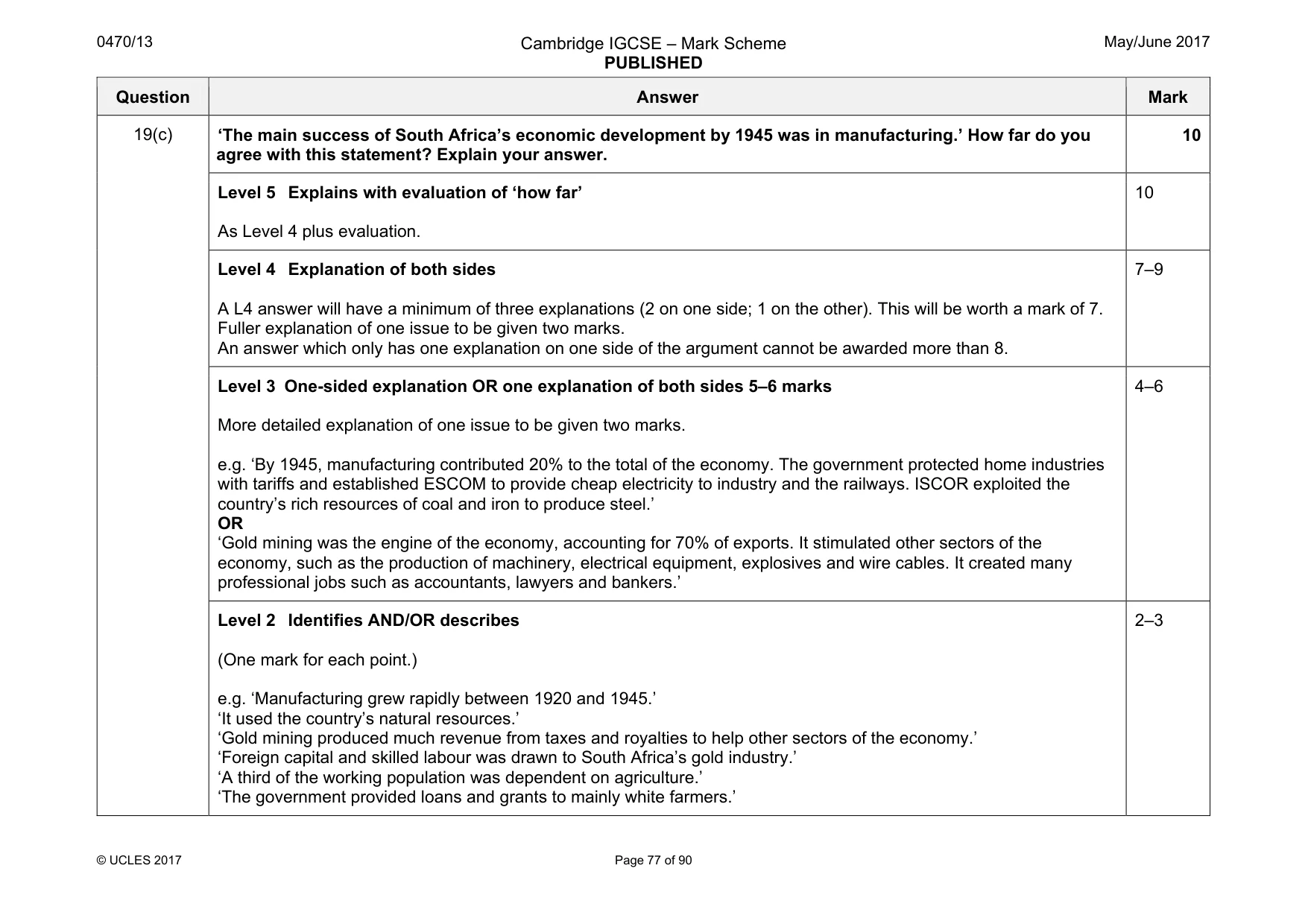 Mark scheme, page 77 of 90