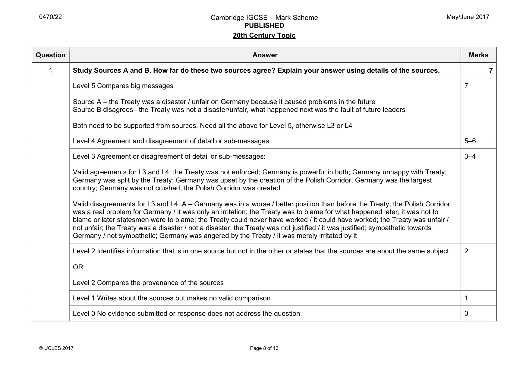 Mark scheme, page 8 of 13