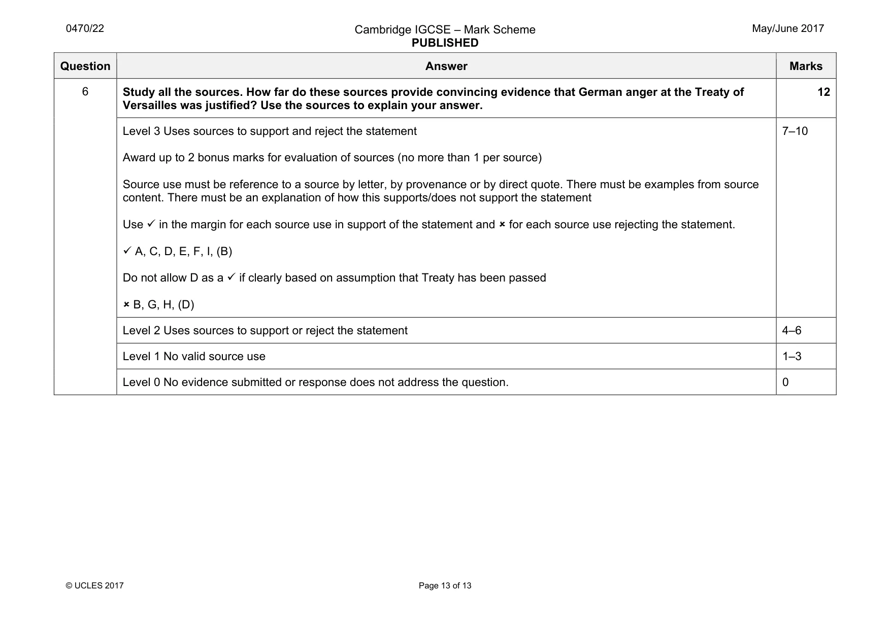 Mark scheme, page 13 of 13