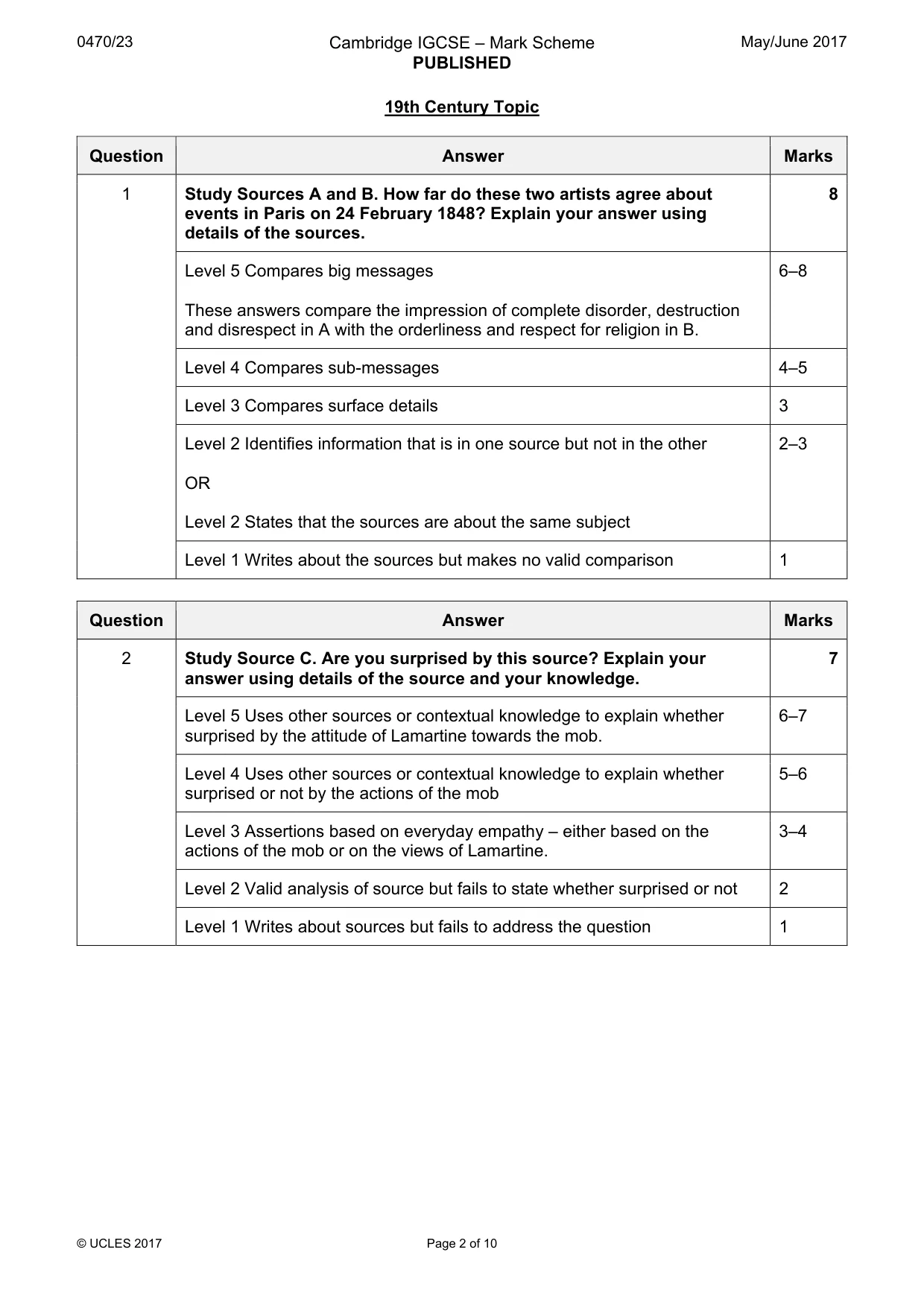 Mark scheme, page 2 of 10