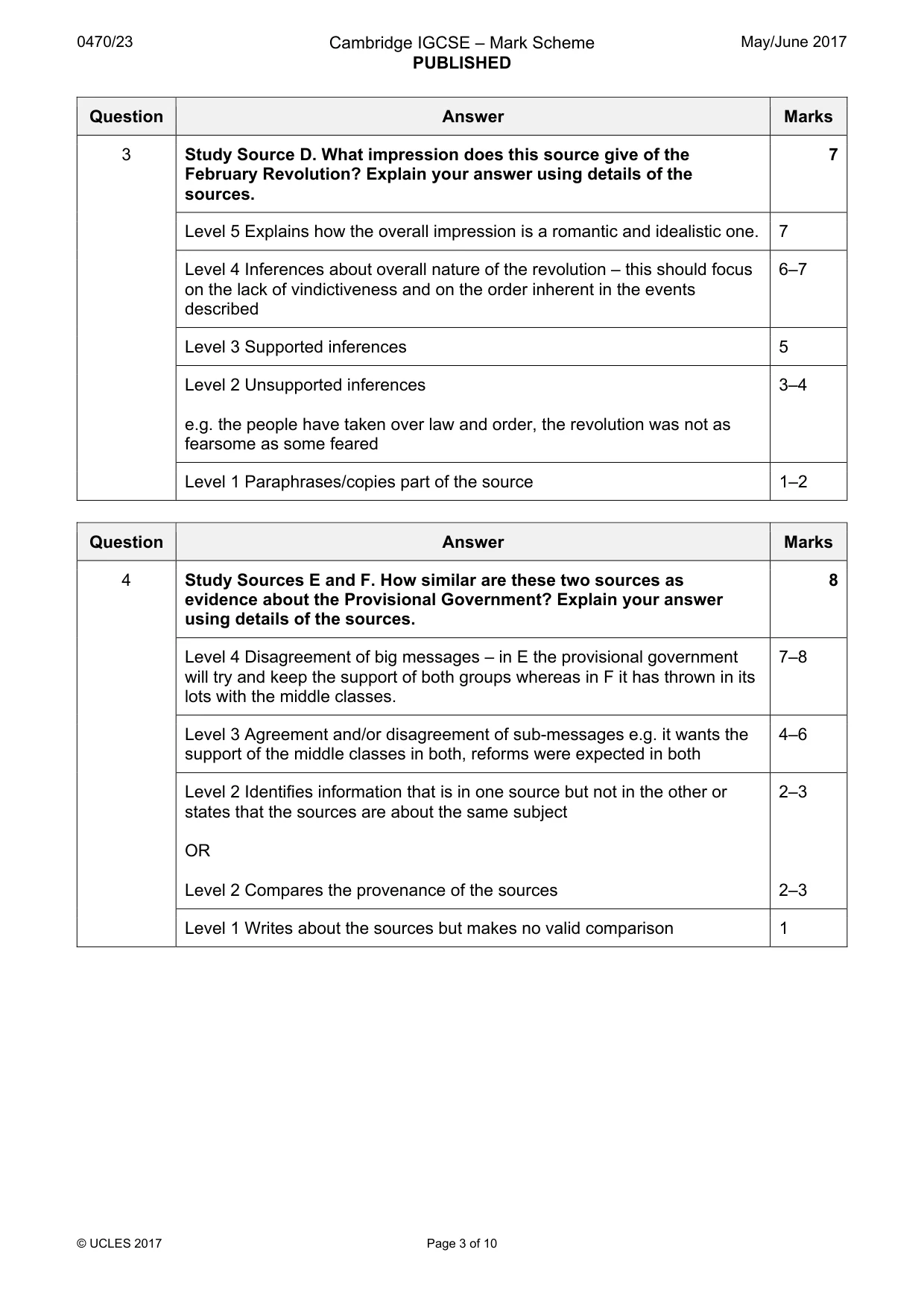 Mark scheme, page 3 of 10