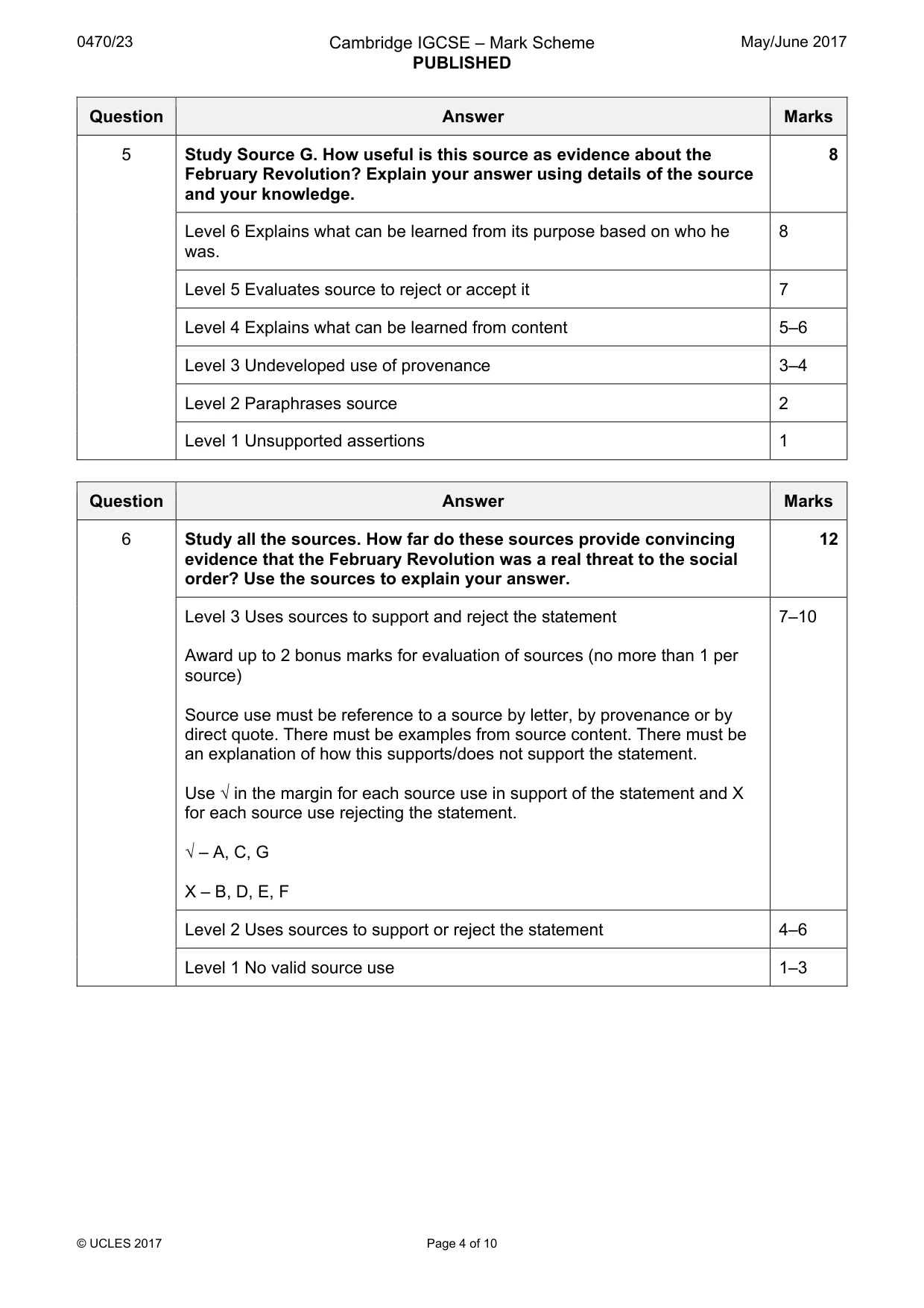 Mark scheme, page 4 of 10