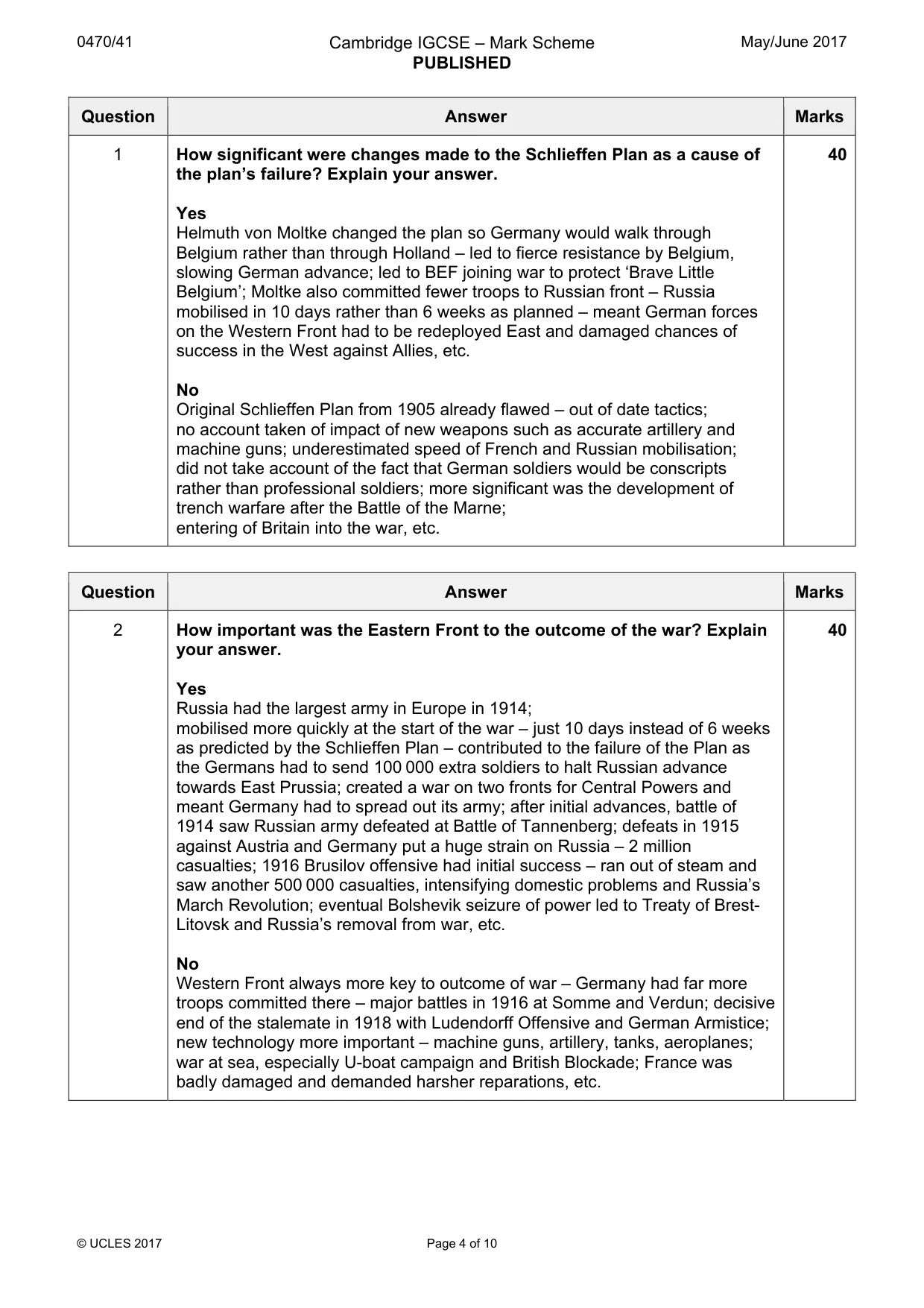 Mark scheme, page 4 of 10