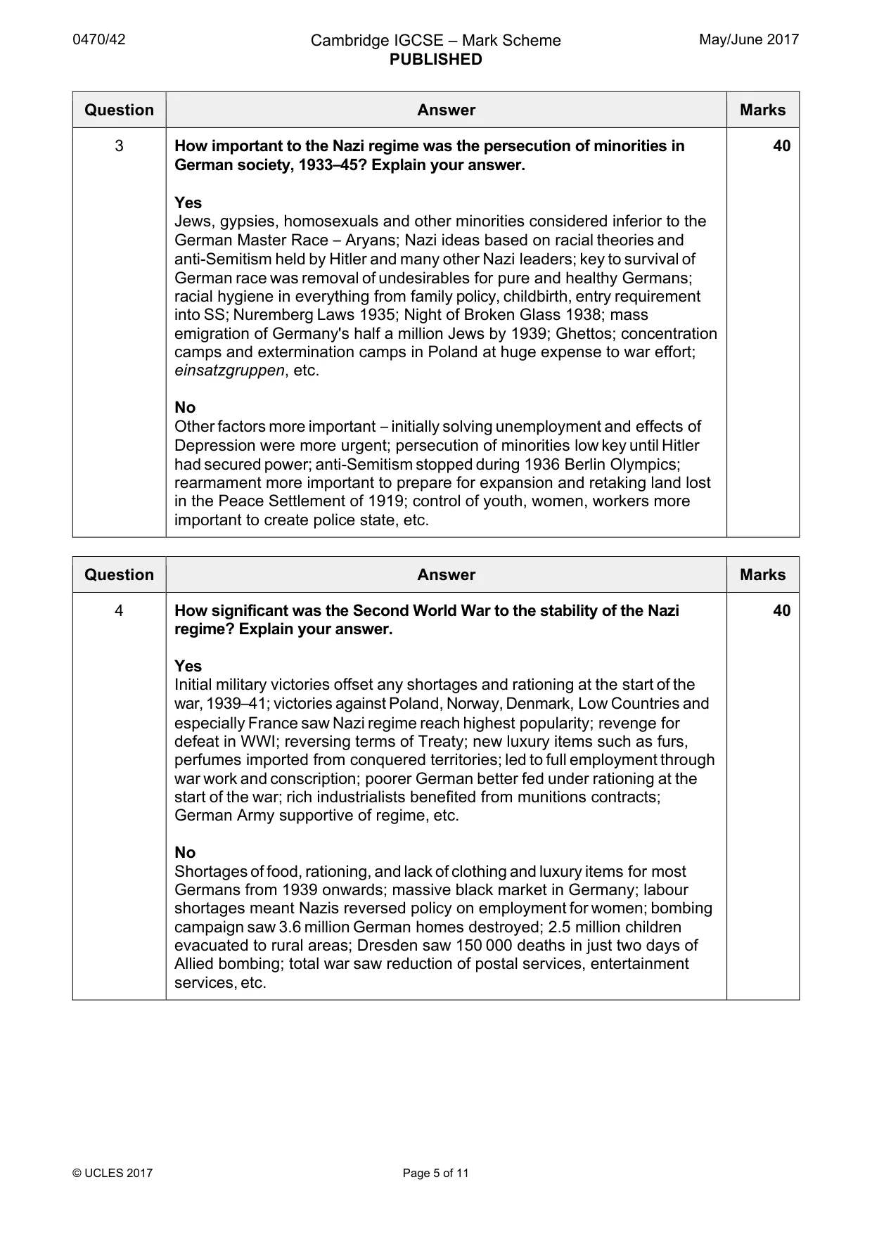 Mark scheme, page 5 of 11