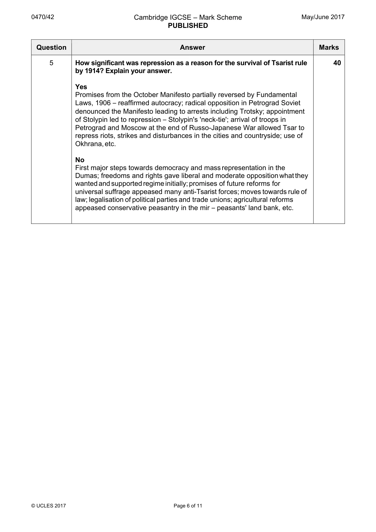 Mark scheme, page 6 of 11